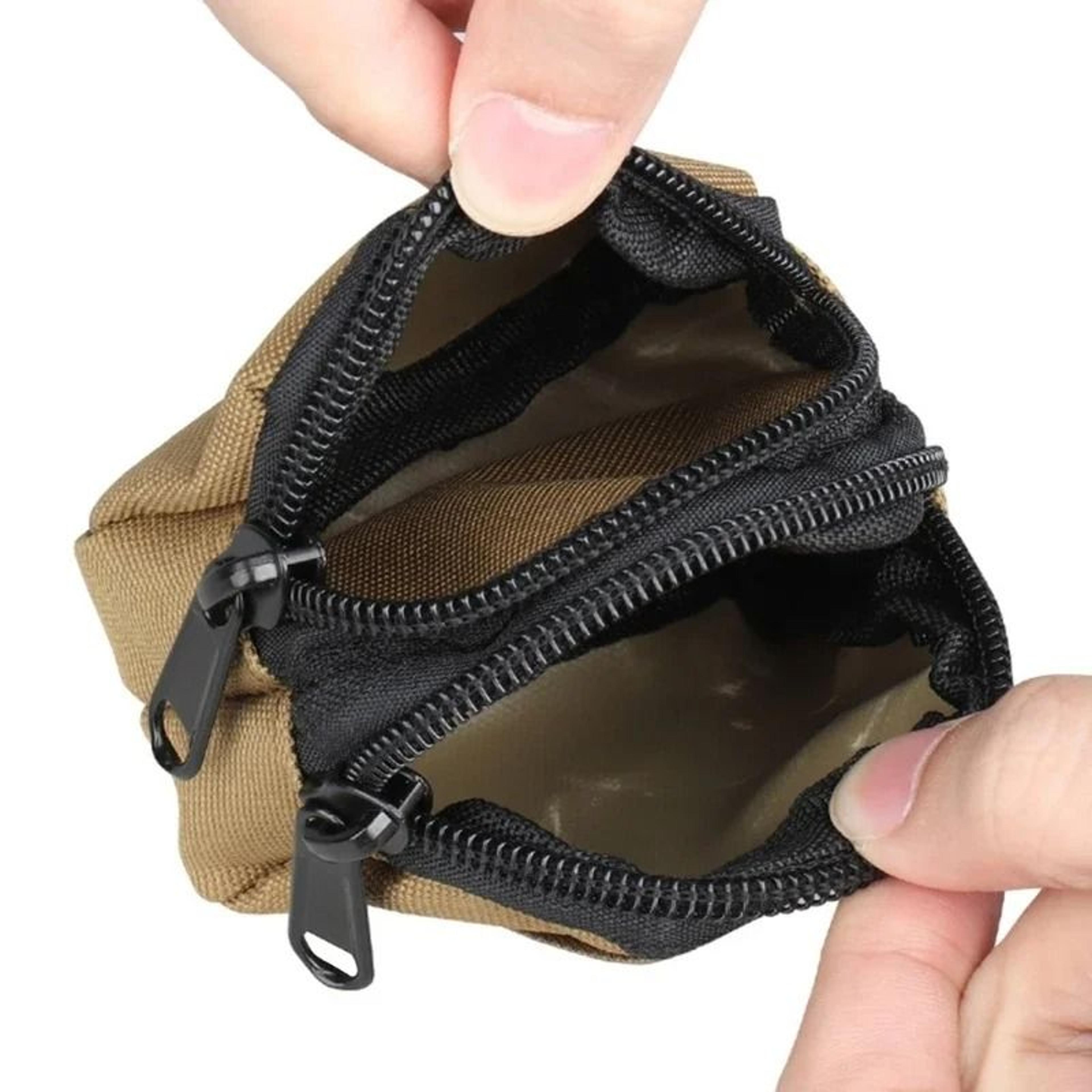 double zipper tactical molle pouch for cards keys and coins