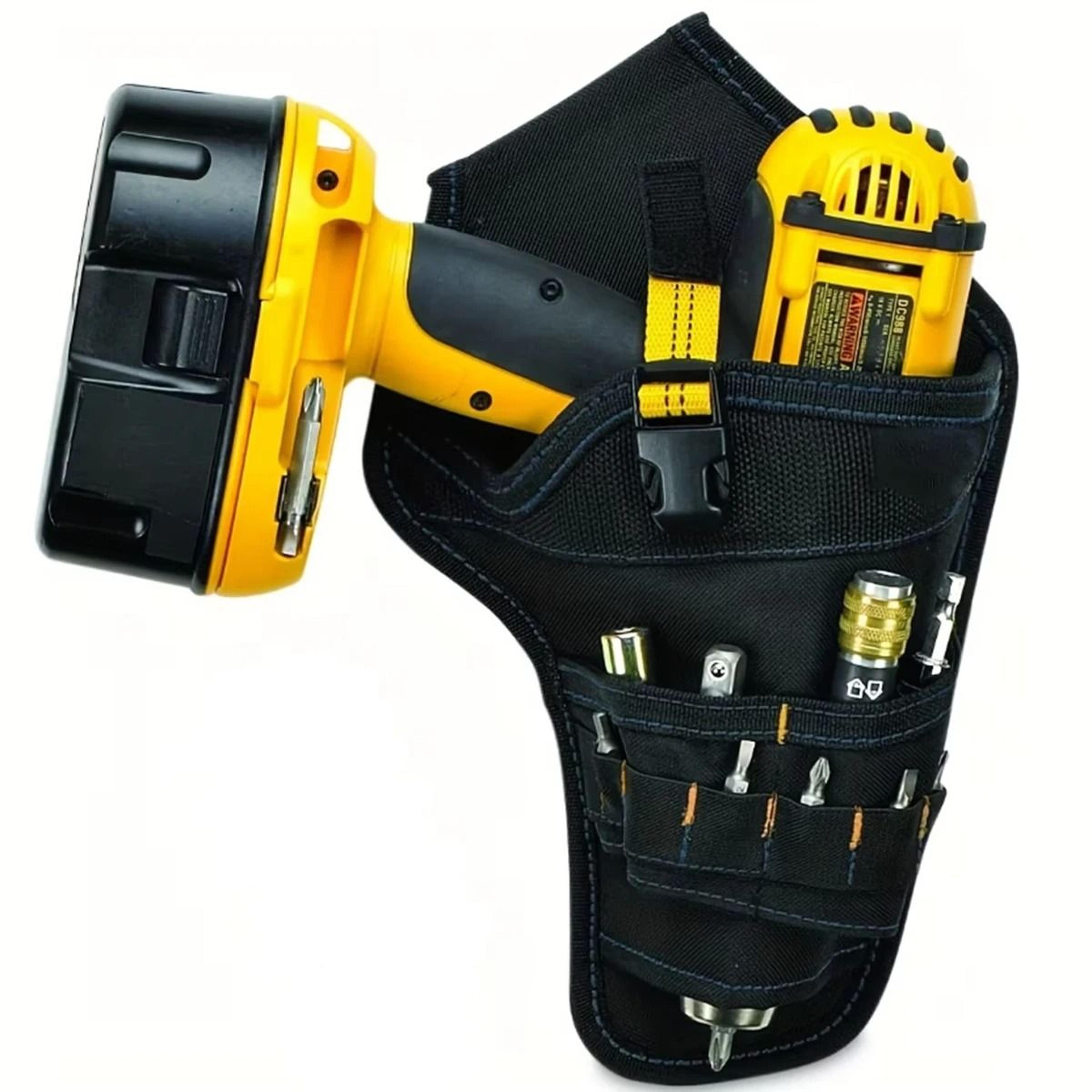 cordless drill holster with metal clip and single tool hook