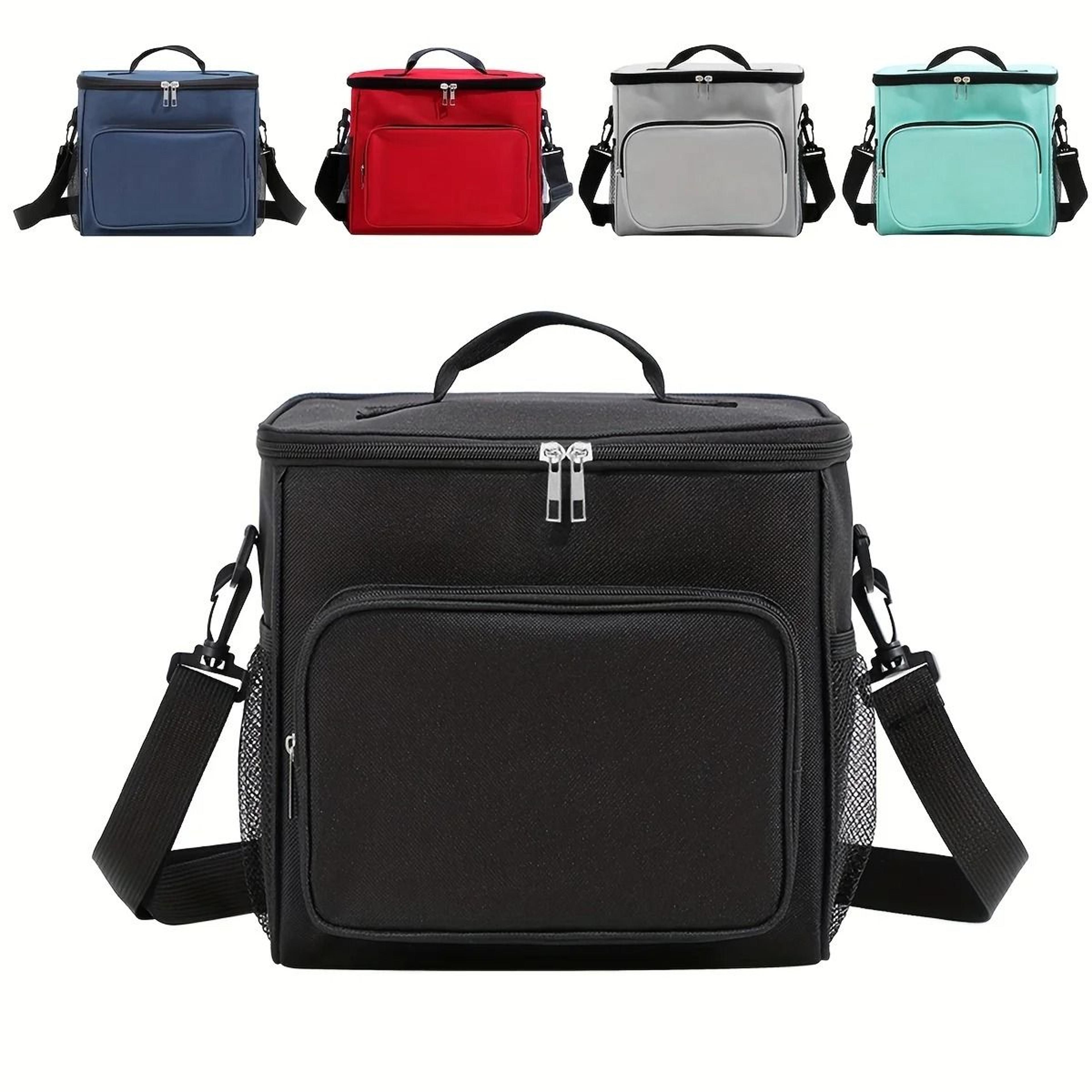 large insulated reusable lunch bag with adjustable shoulder strap