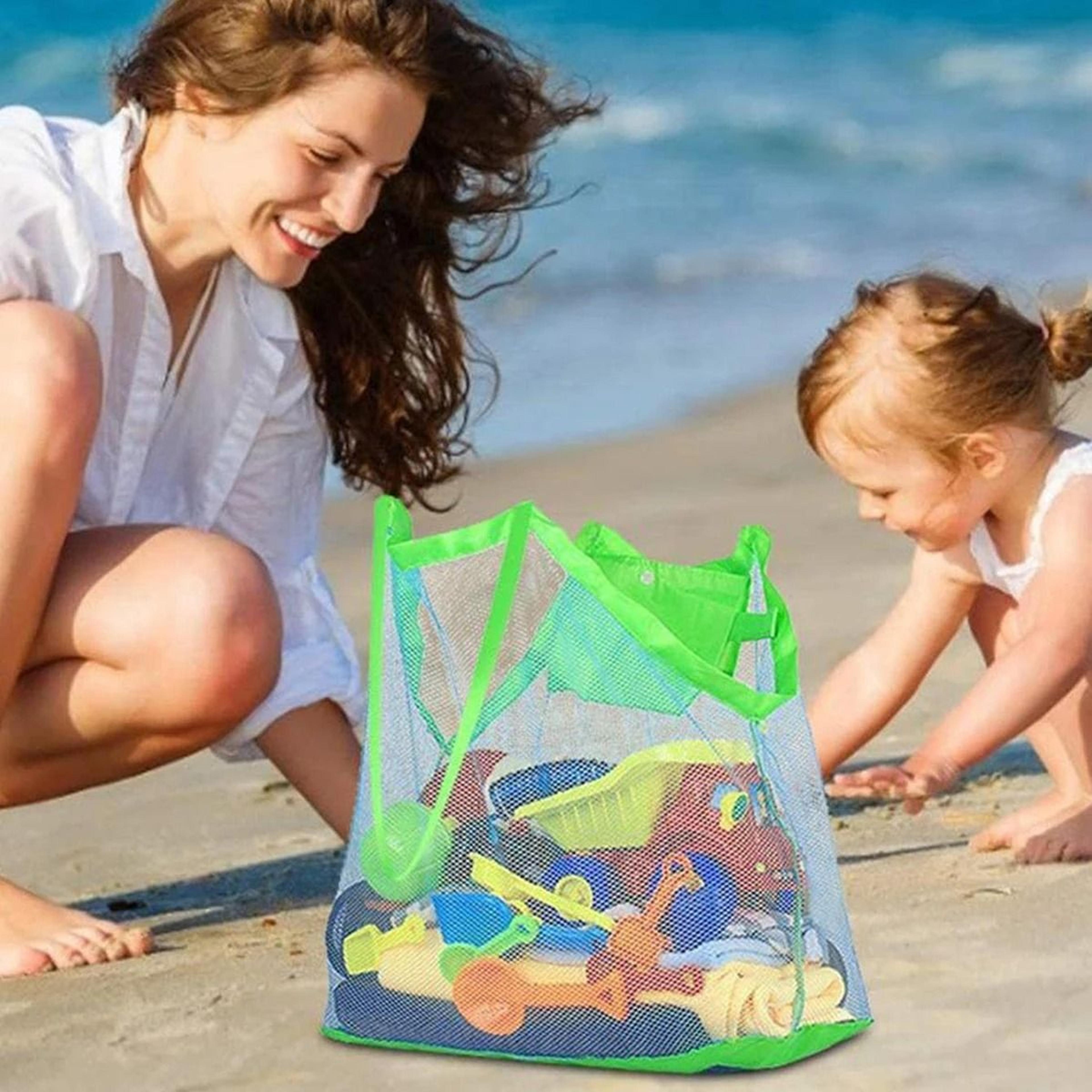 large sand shedding mesh beach bag with foldable portable storage
