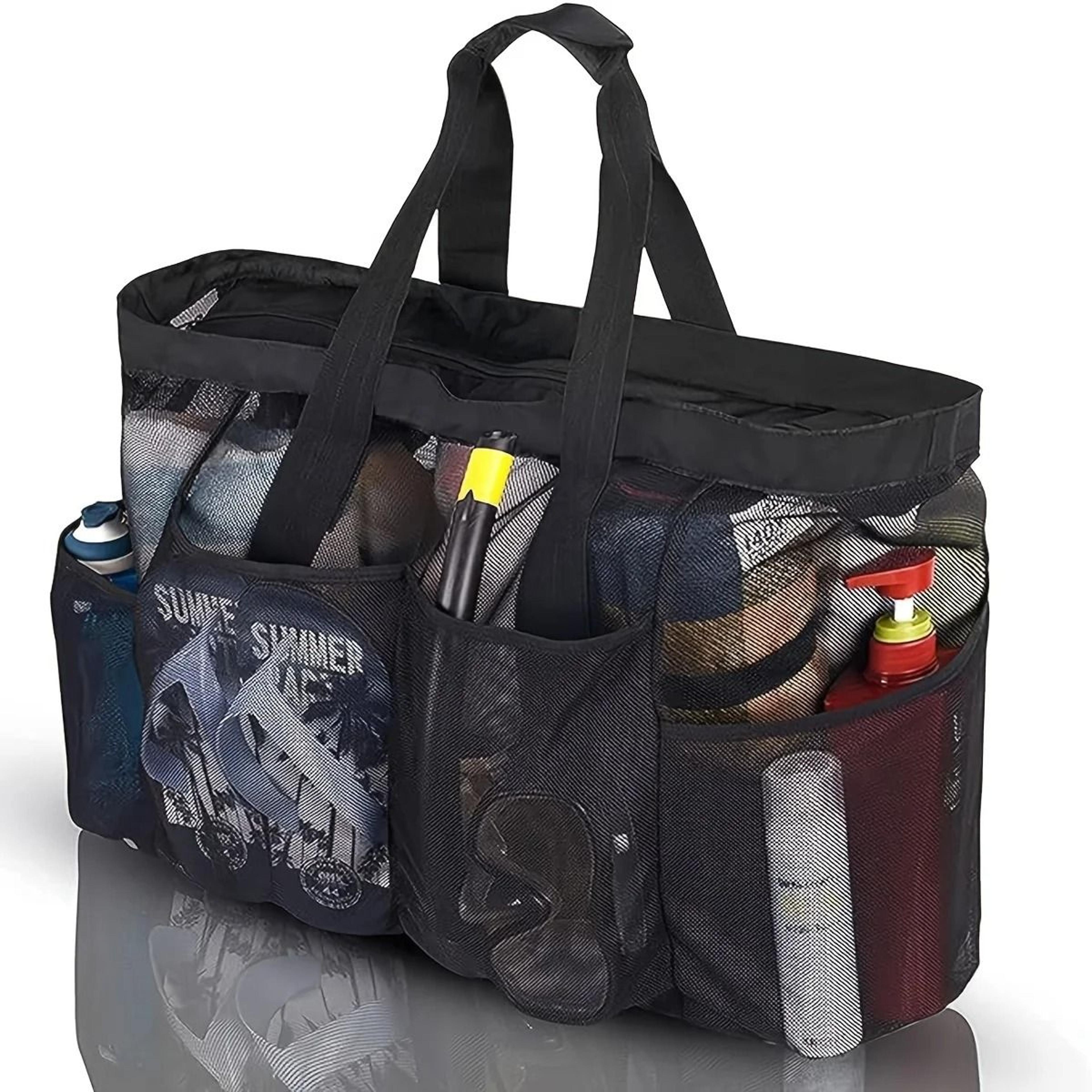 extra large mesh beach bag with zipper and side pockets