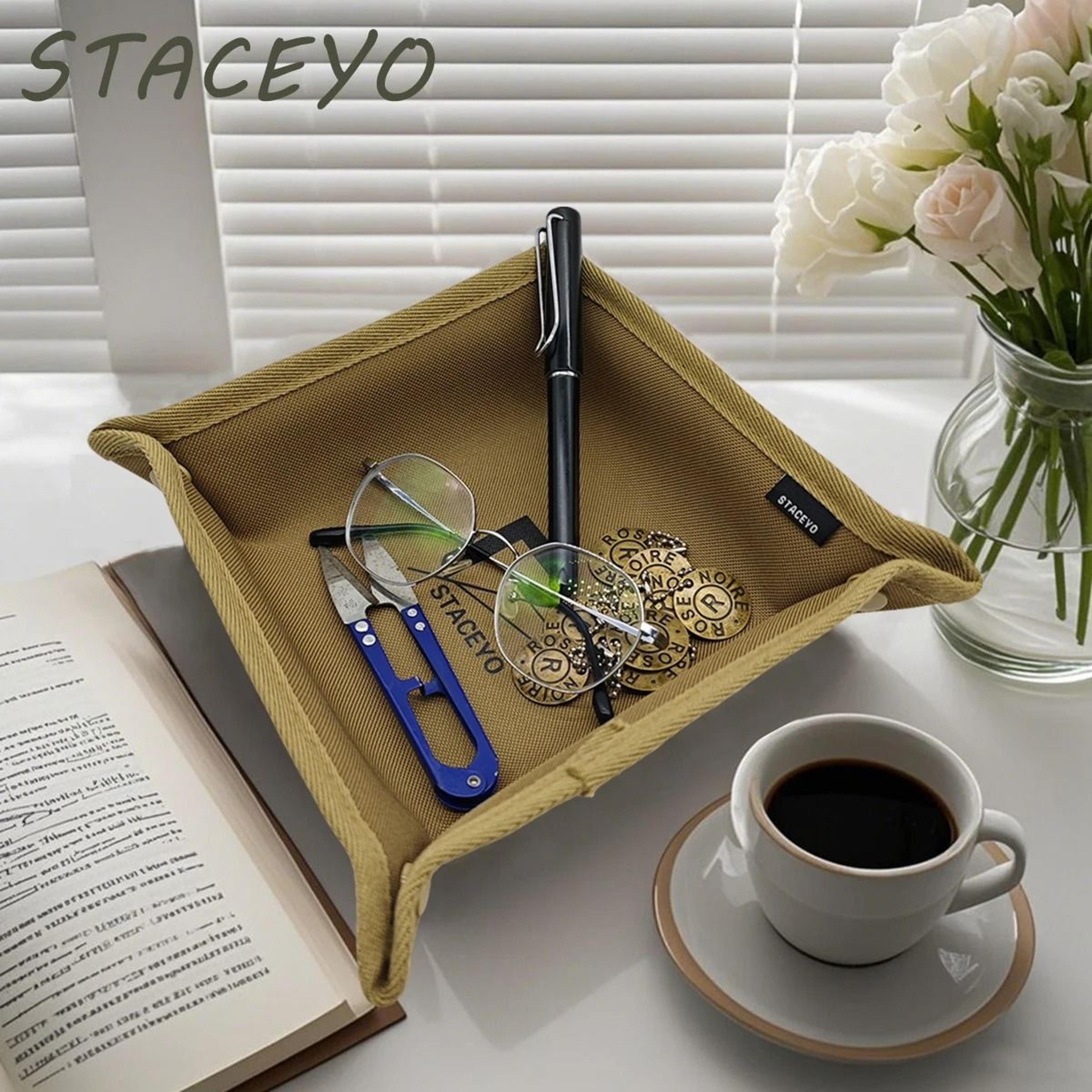 foldable oxford fabric valet tray for desk travel and camping