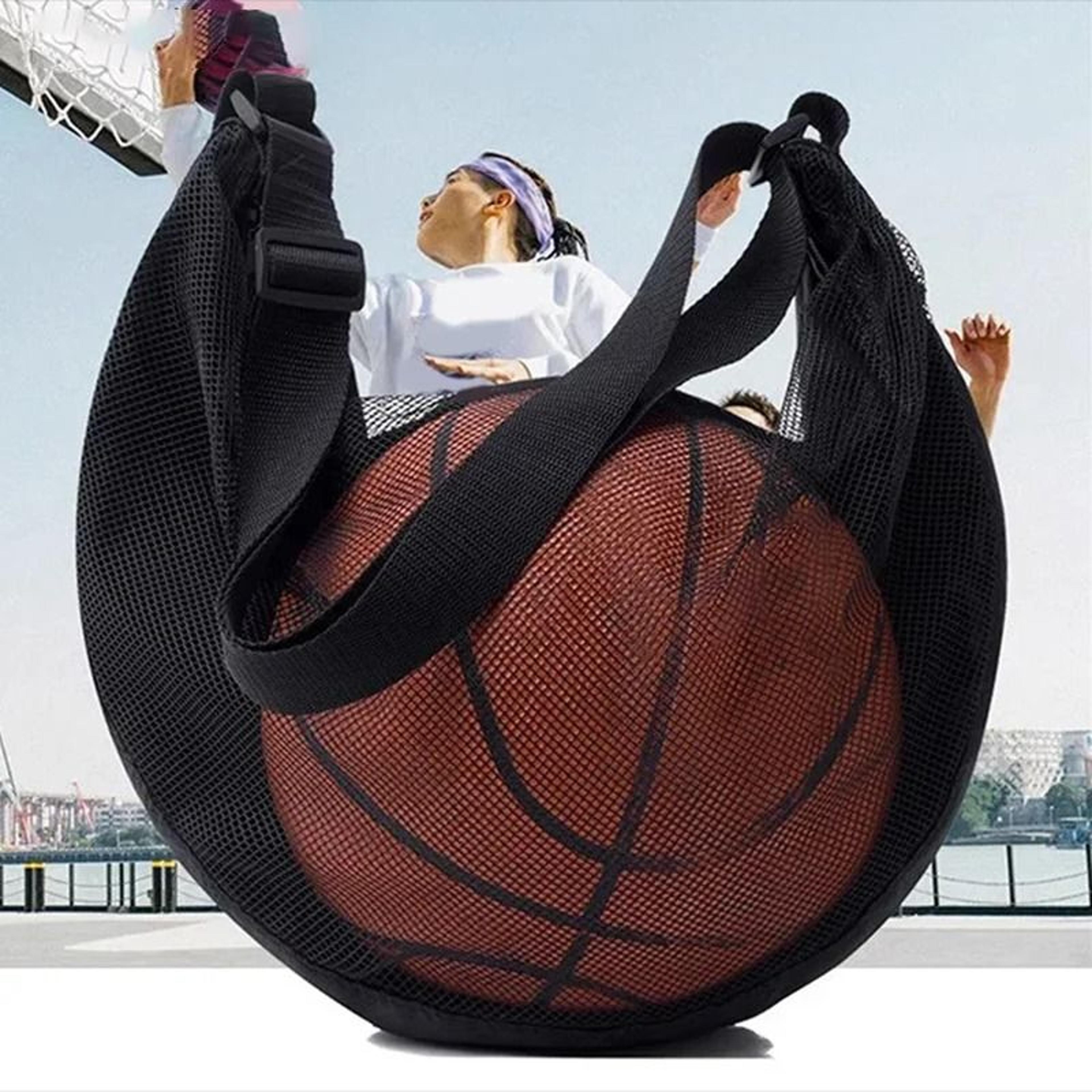 portable single ball mesh carry bag with zipper pocket and sling