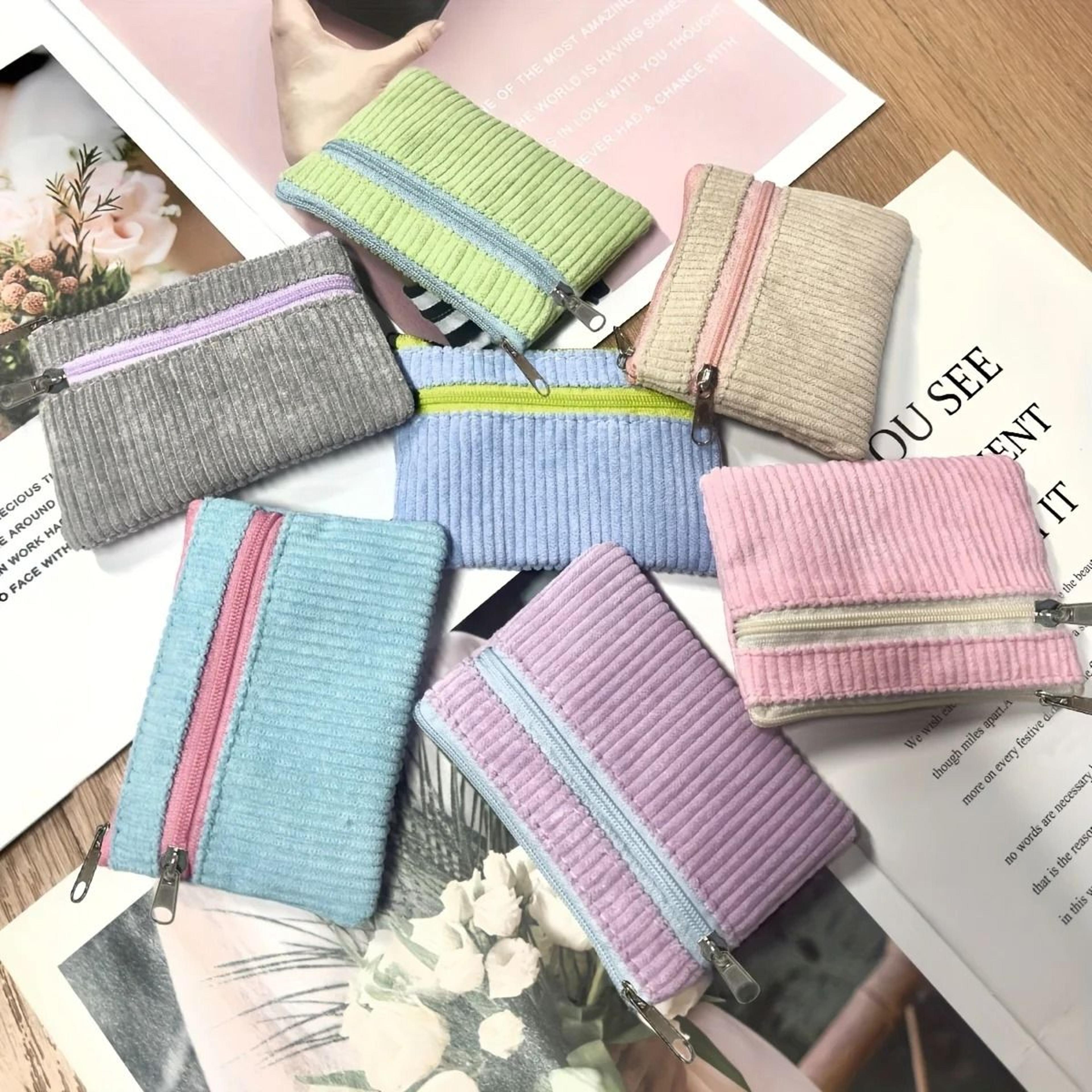 portable corduroy coin purse card and key pouch