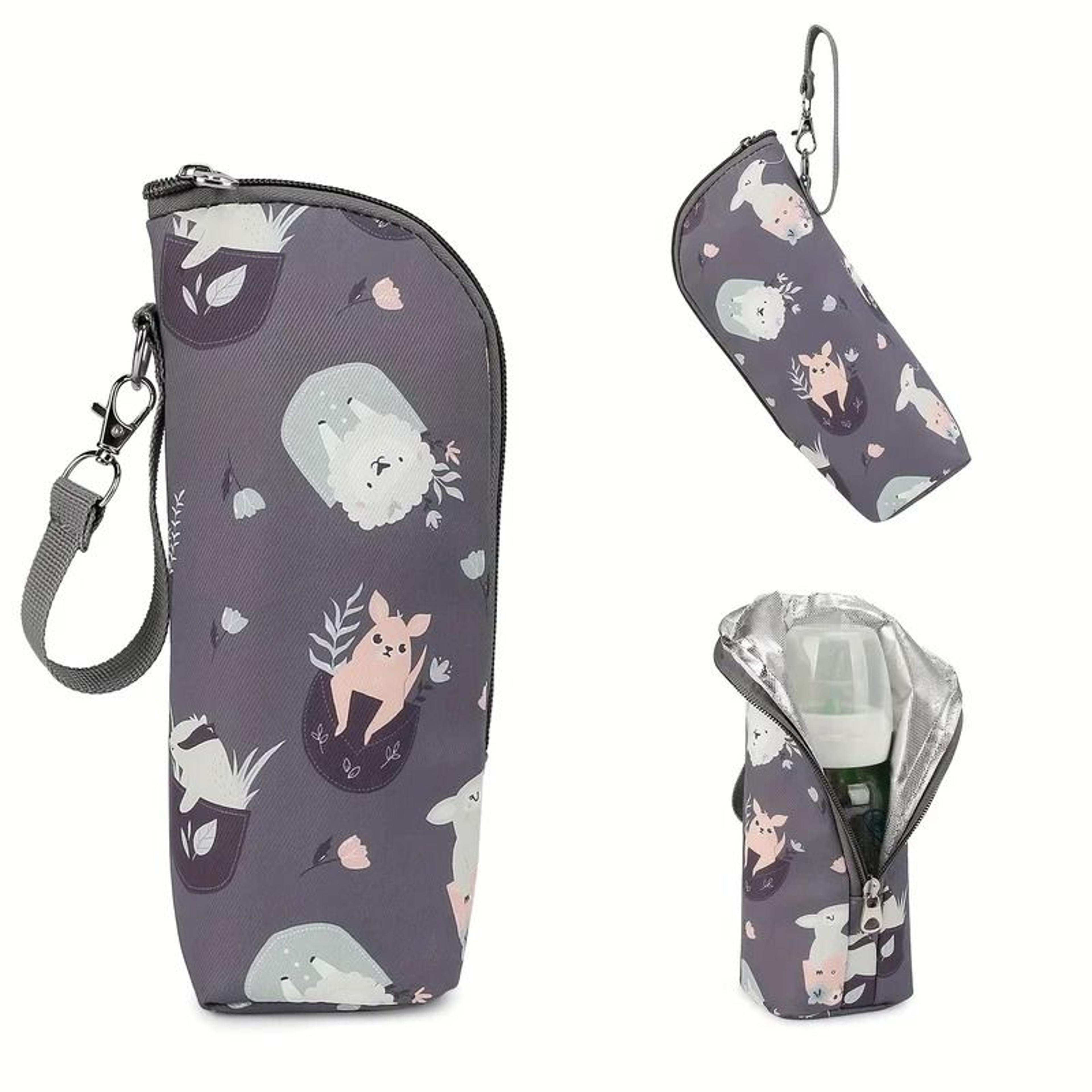 cute animal print insulated baby bottle travel bag
