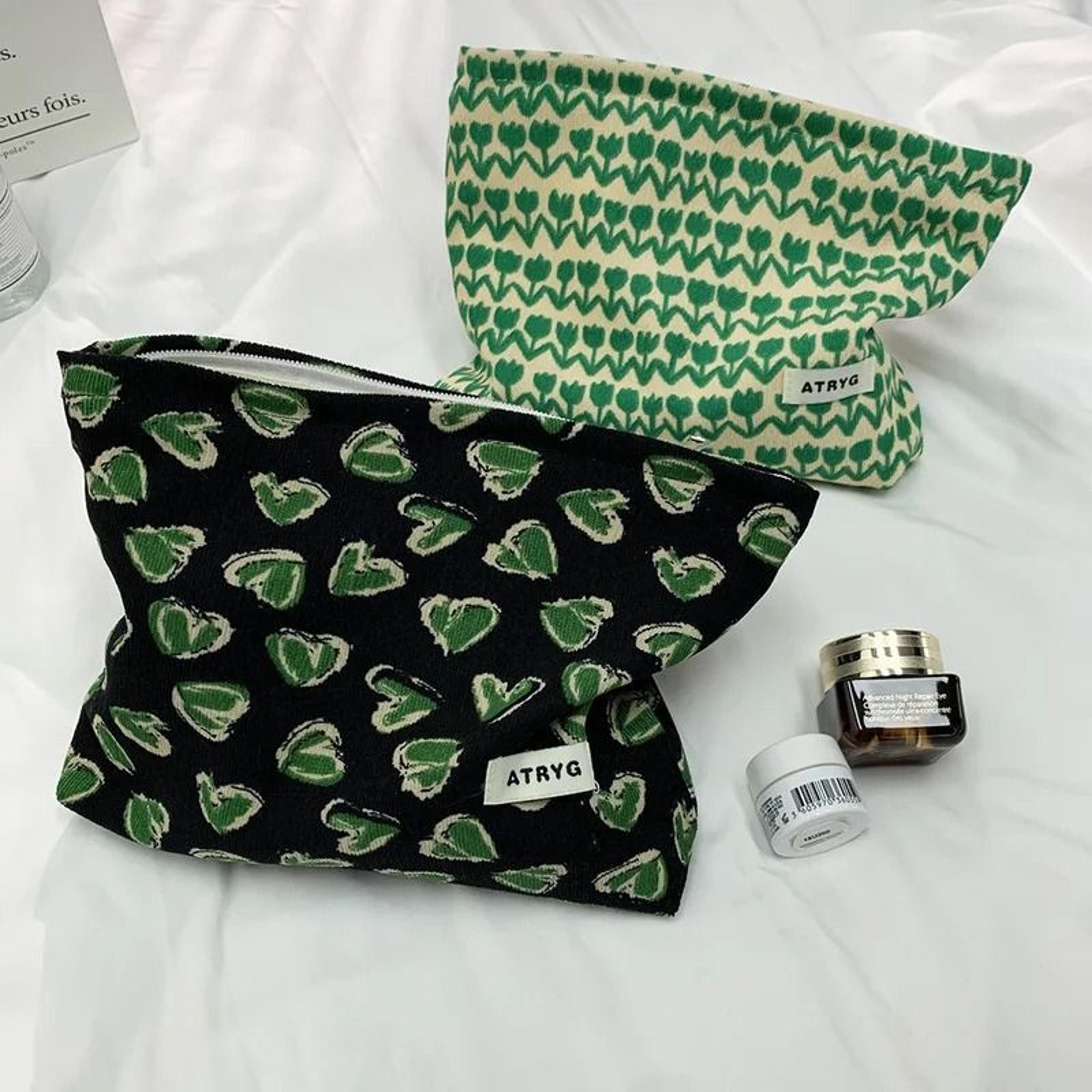 large capacity floral leaf travel makeup organizer bag