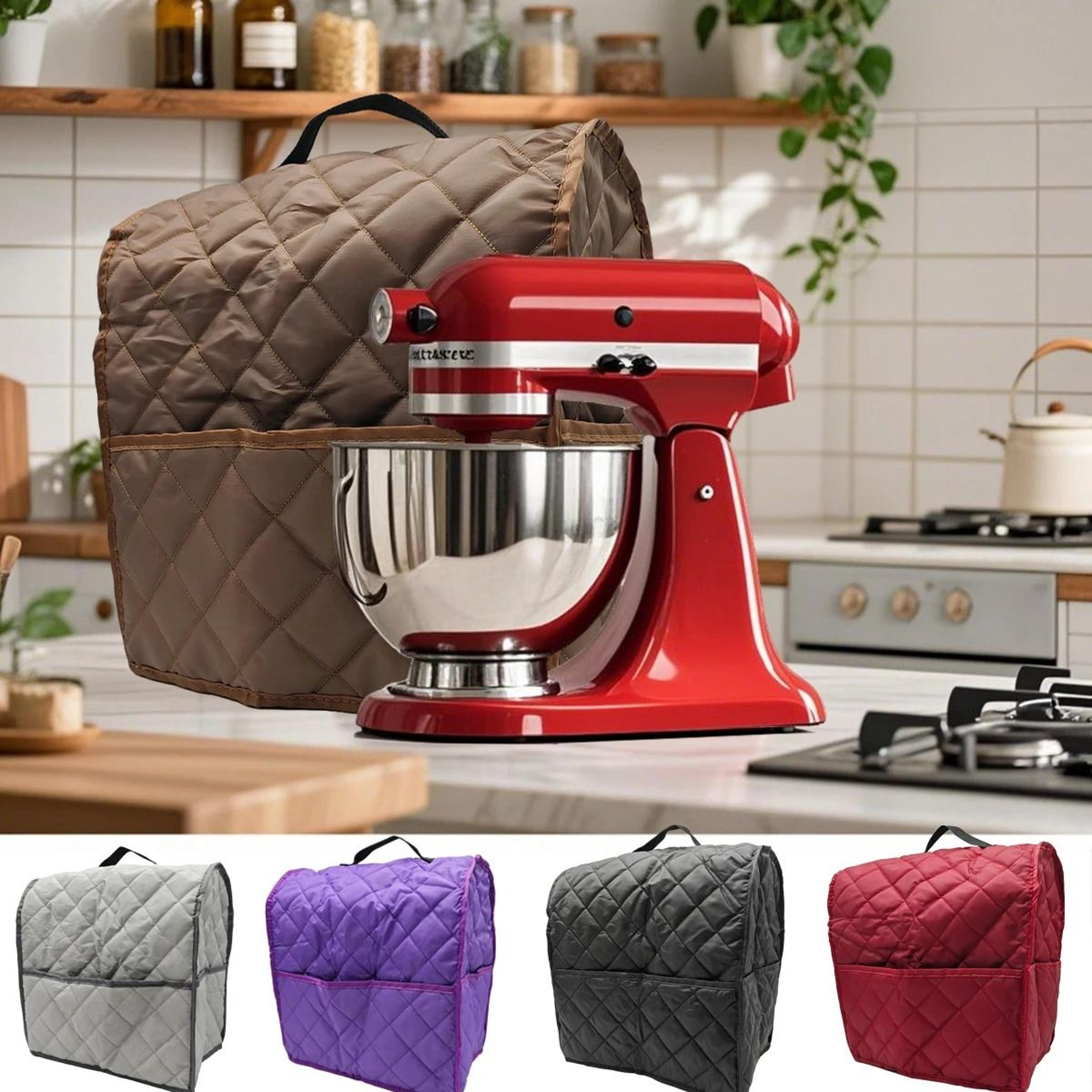 quilted stand mixer dust cover with side storage pocket