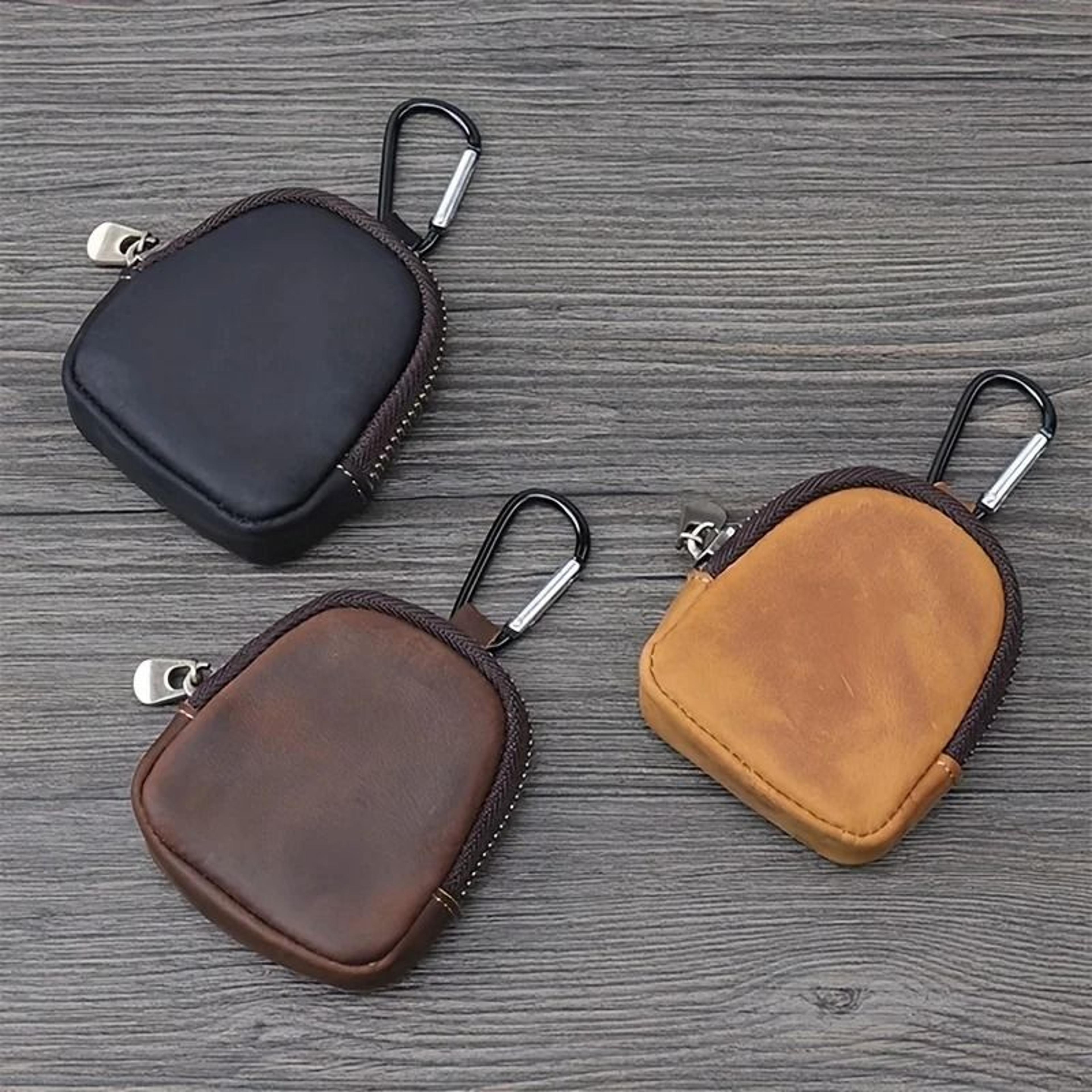 full grain leather coin purse and small zipper pouch