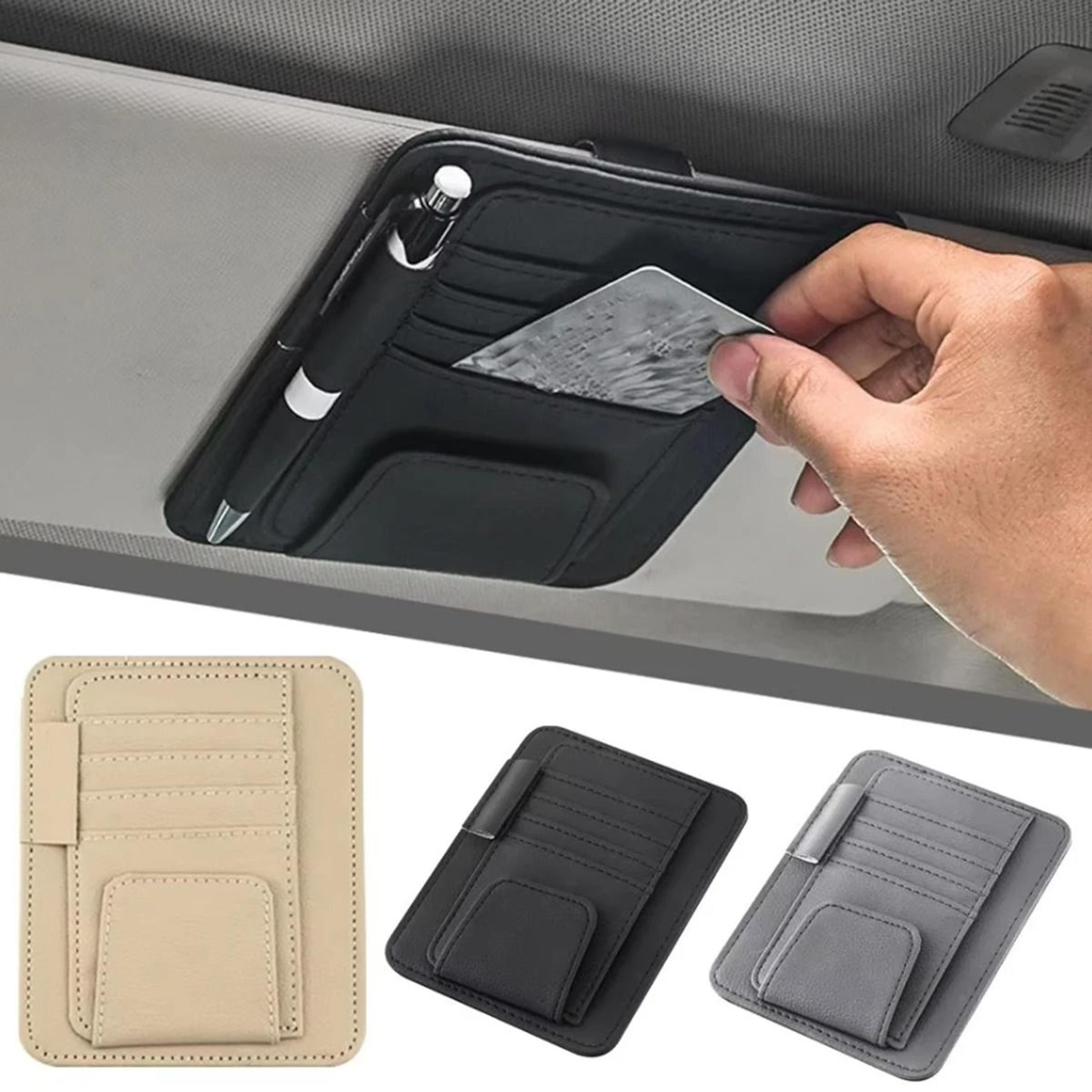 multi pocket car sun visor organizer with sunglasses and business card storage