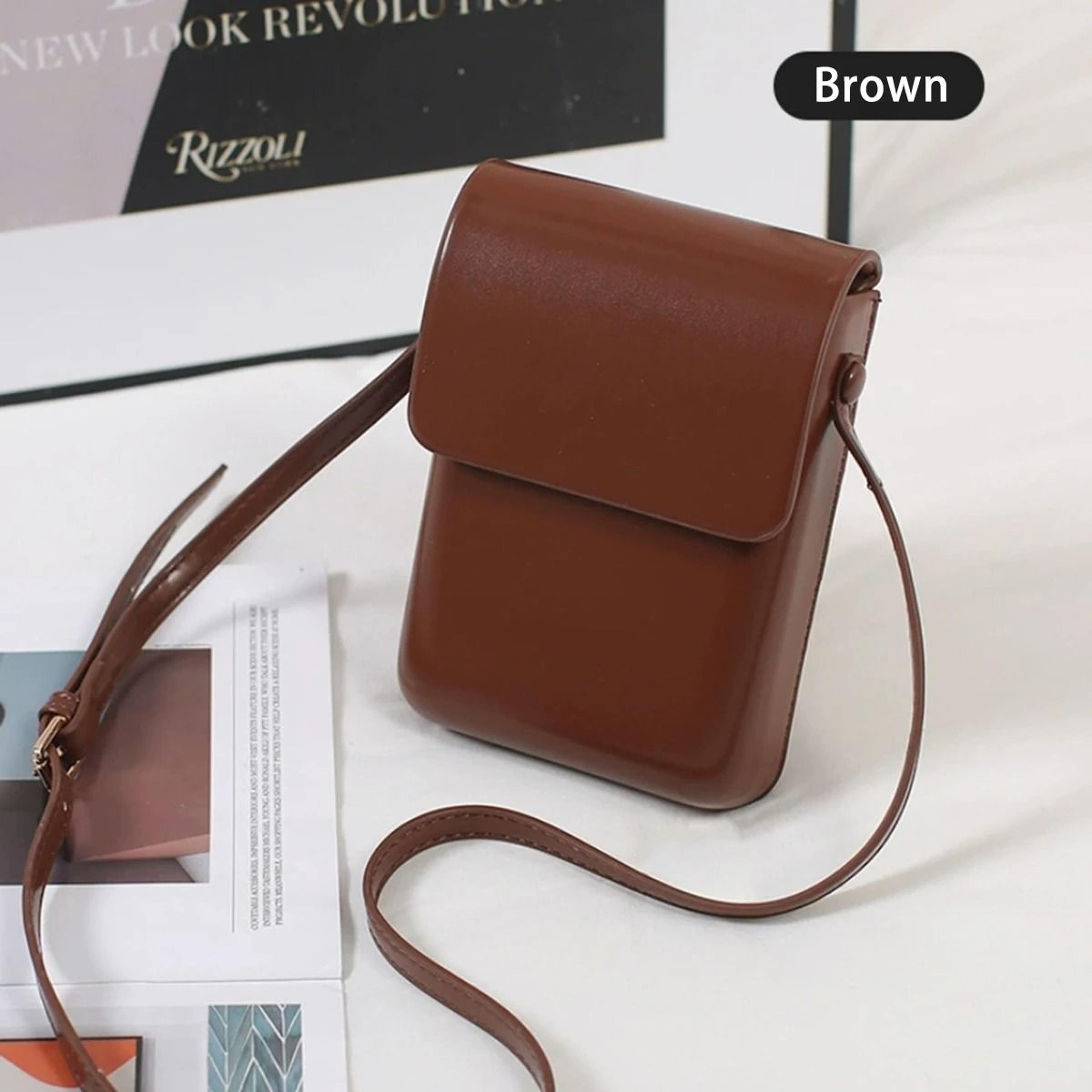 vertical pu leather flap phone crossbody bag