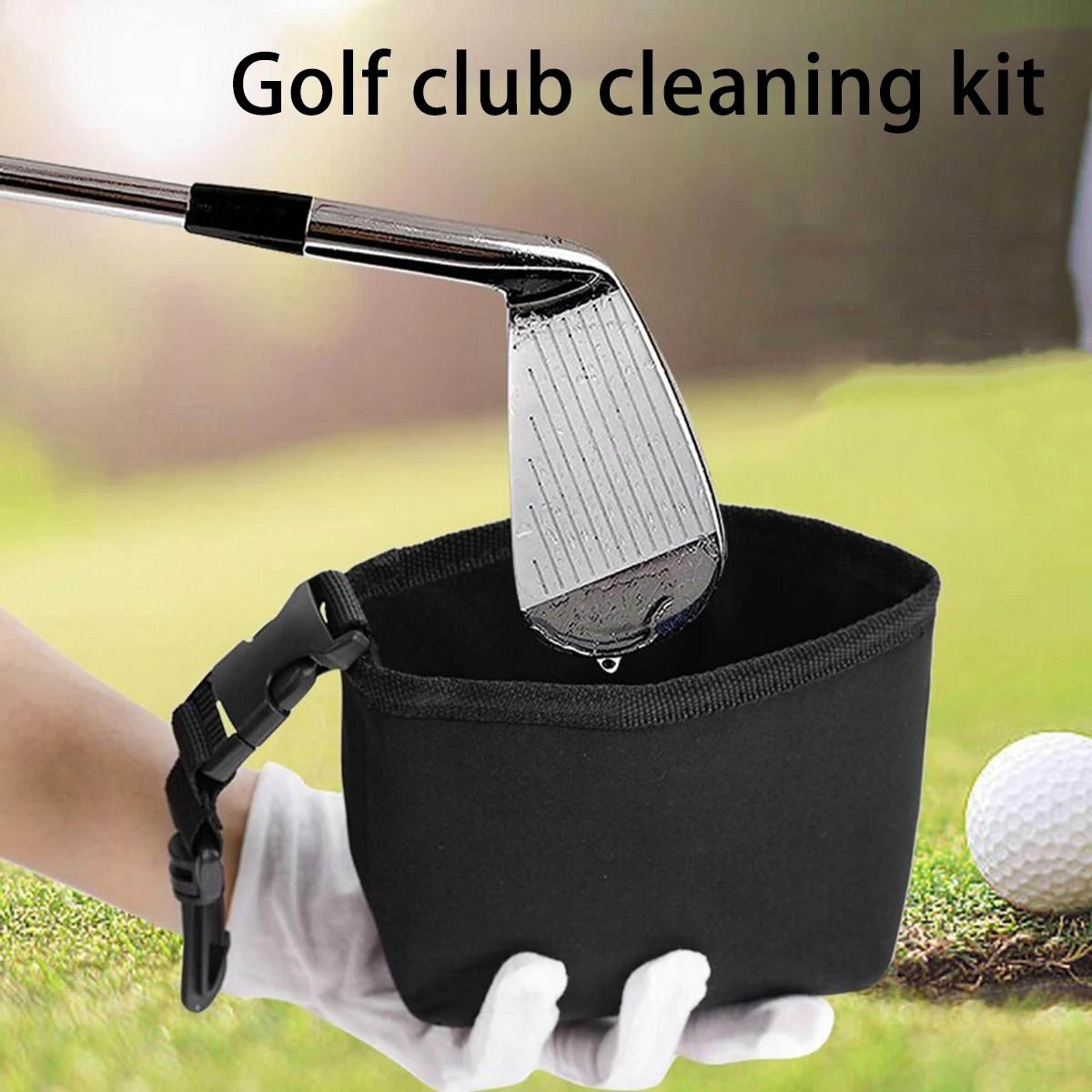 portable neoprene golf club cleaning pouch with hook