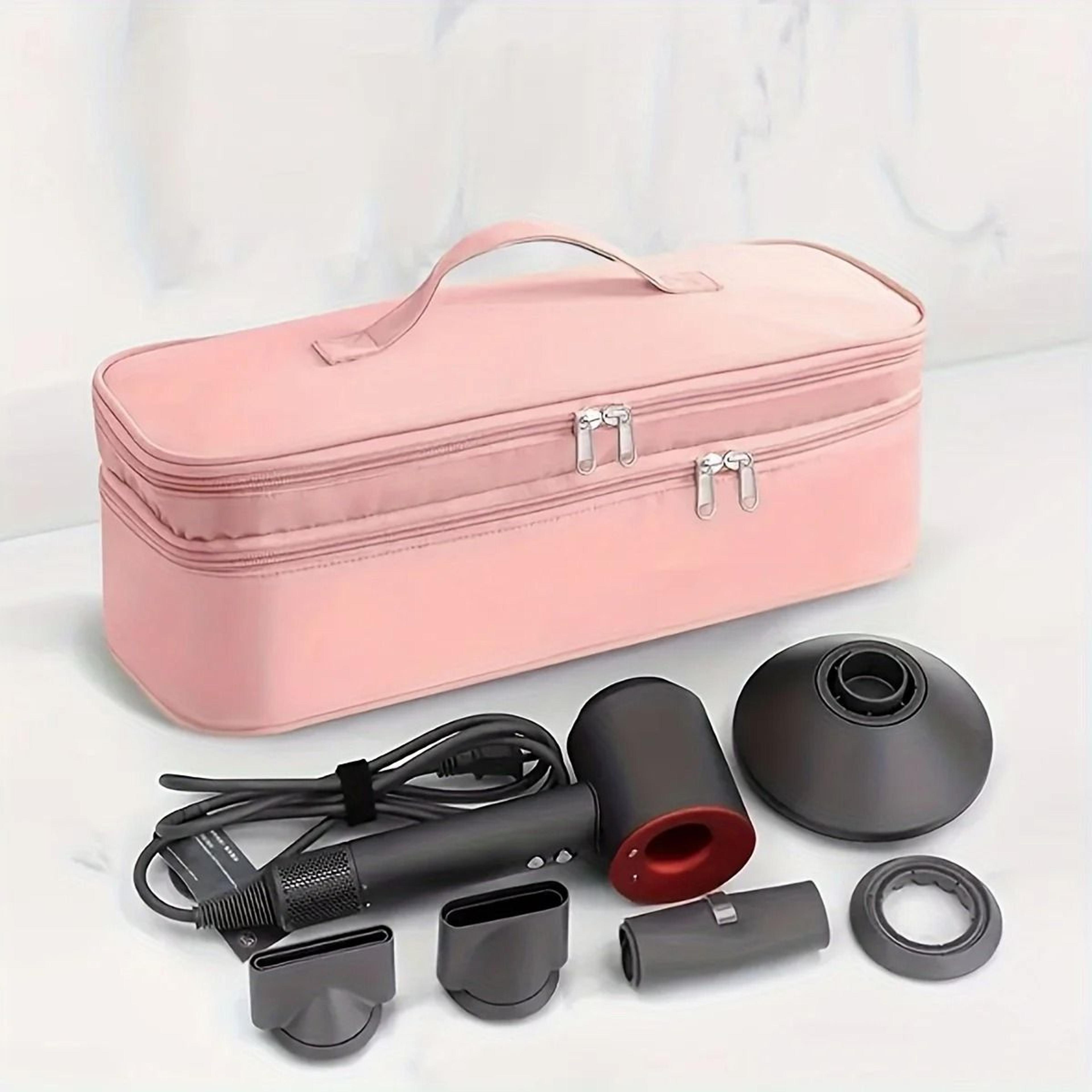 pink double layer hair tool organizer for travel and home storage