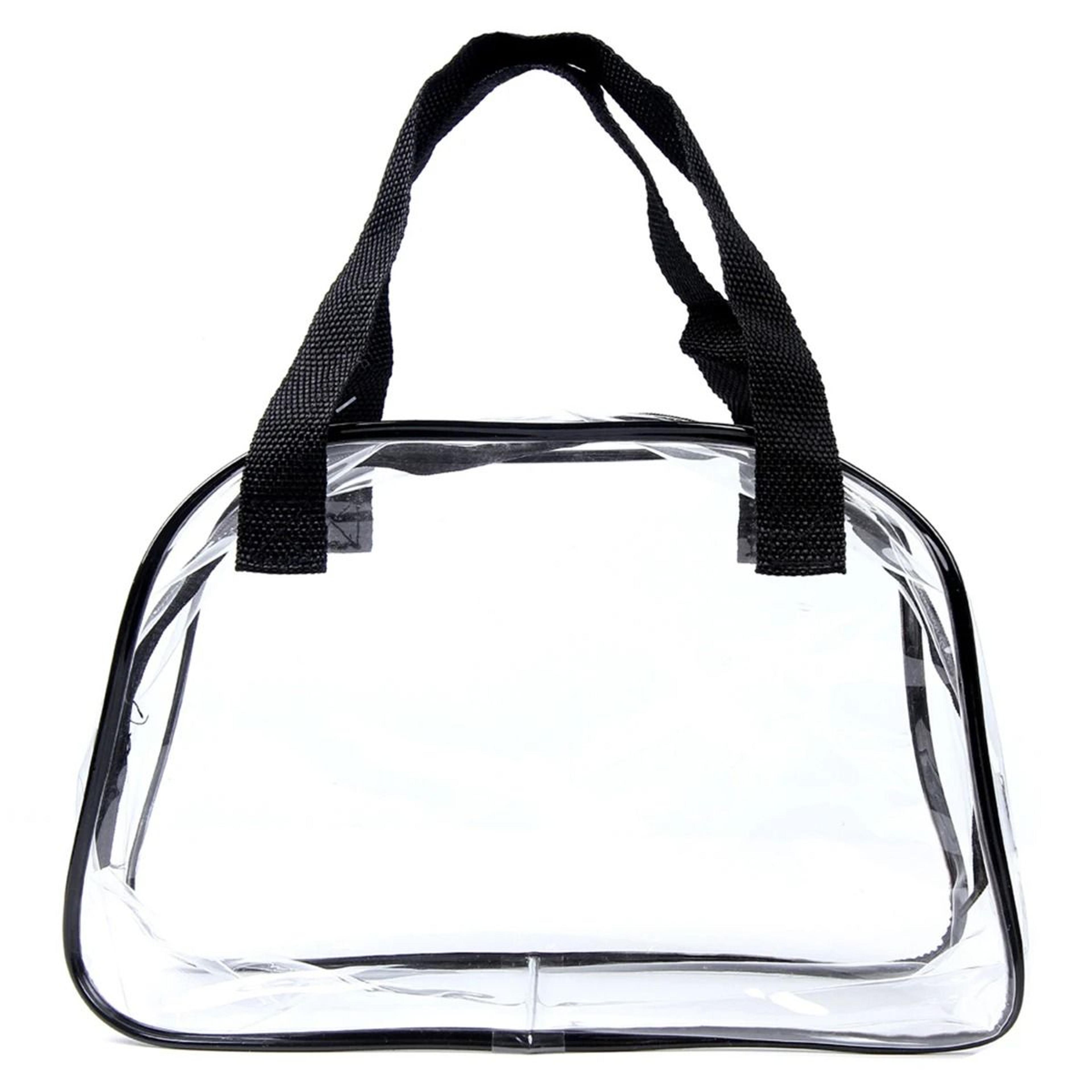 clear pvc stadium tote and travel cosmetic bag