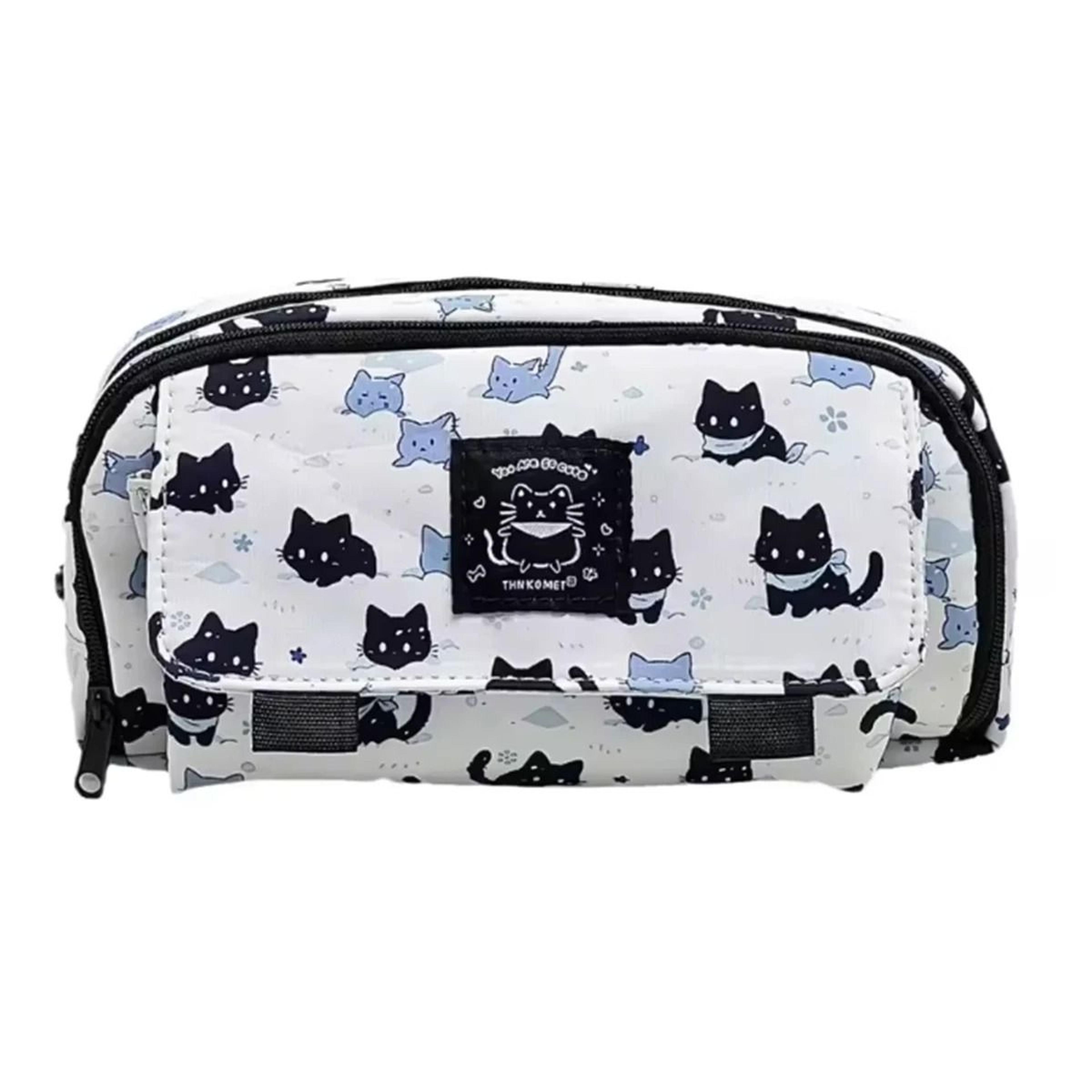 snowy kitten pencil case large capacity double layer student organizer