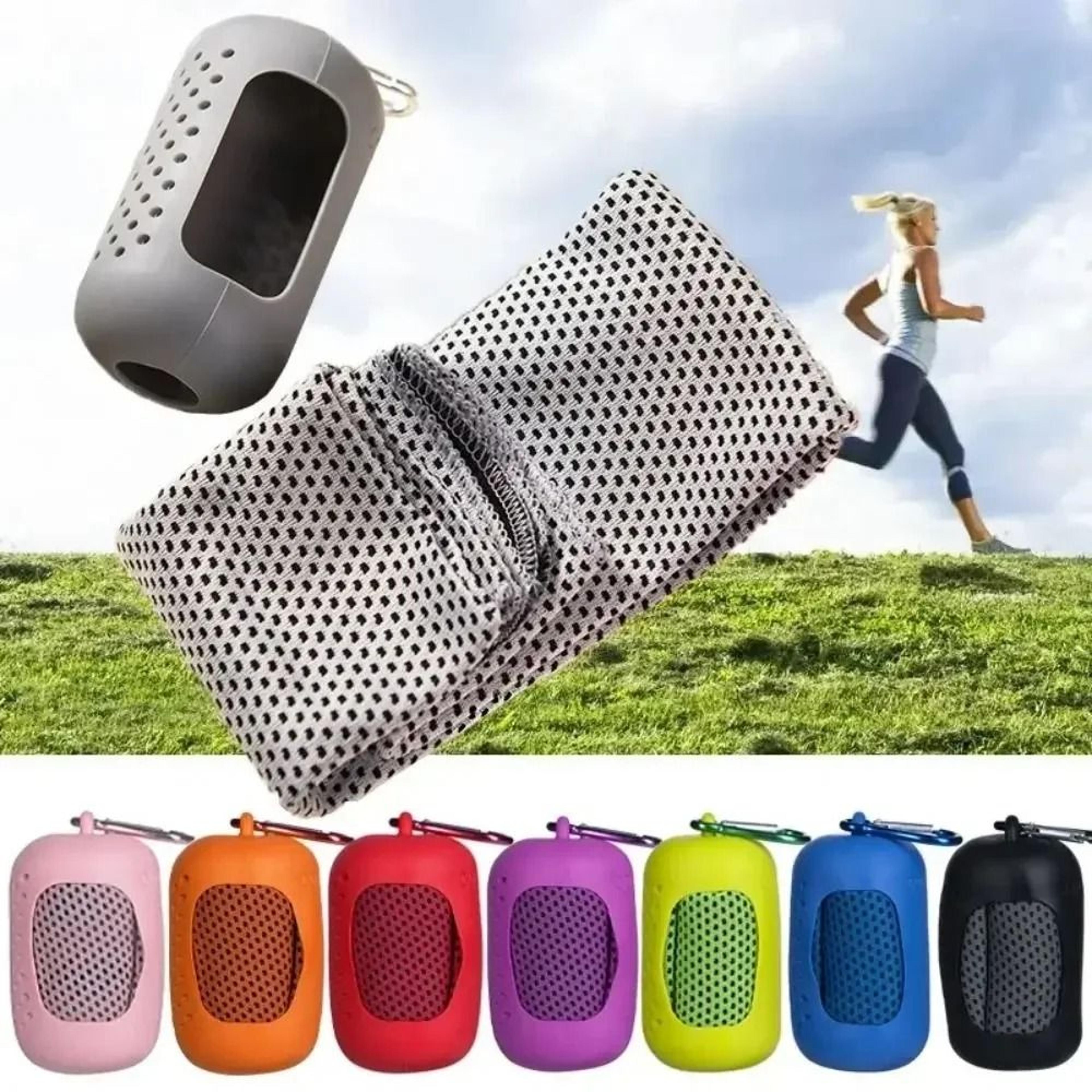 portable quick dry cooling towel with silicone carry bag