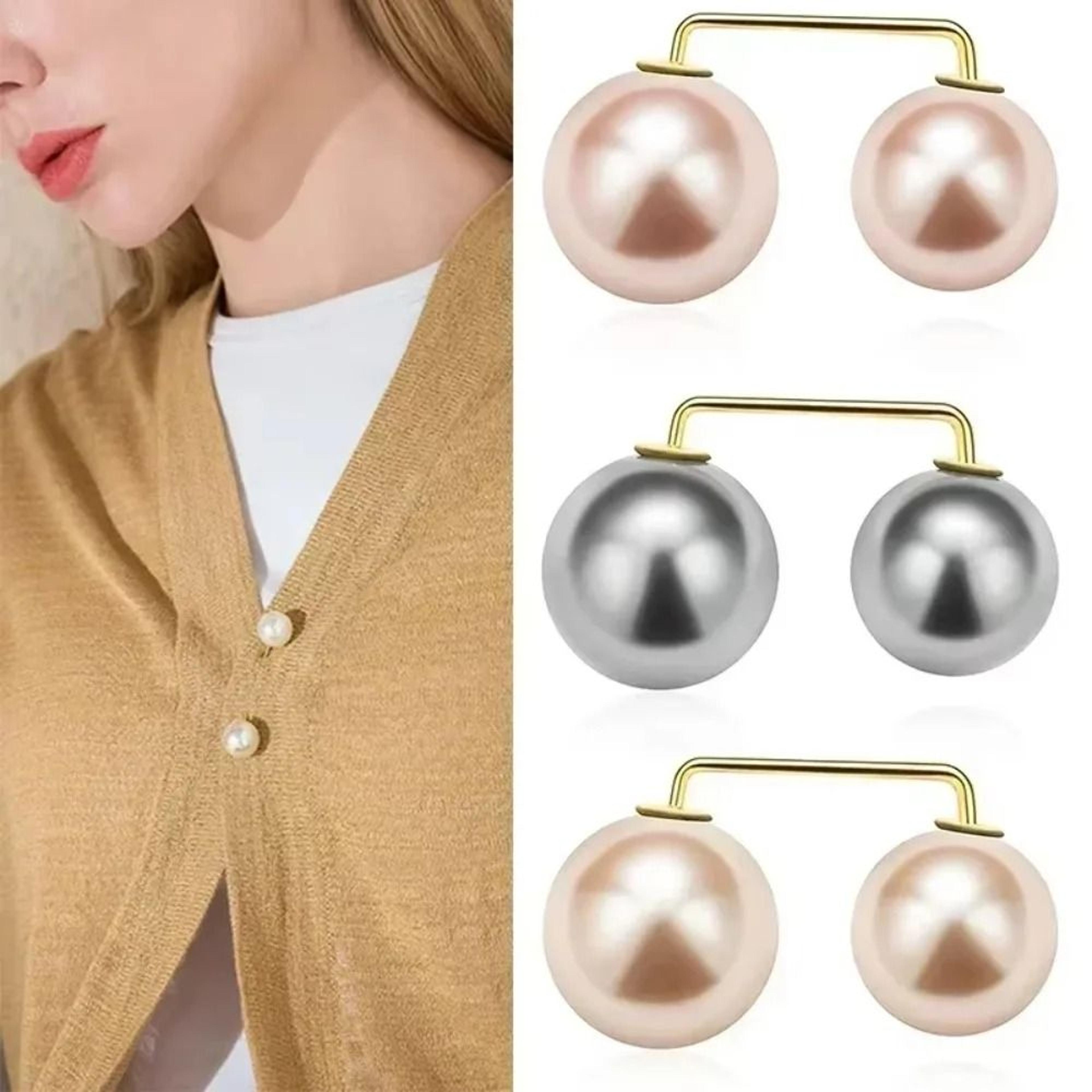 six piece pearl waist tightener clips and clothing brooch pins