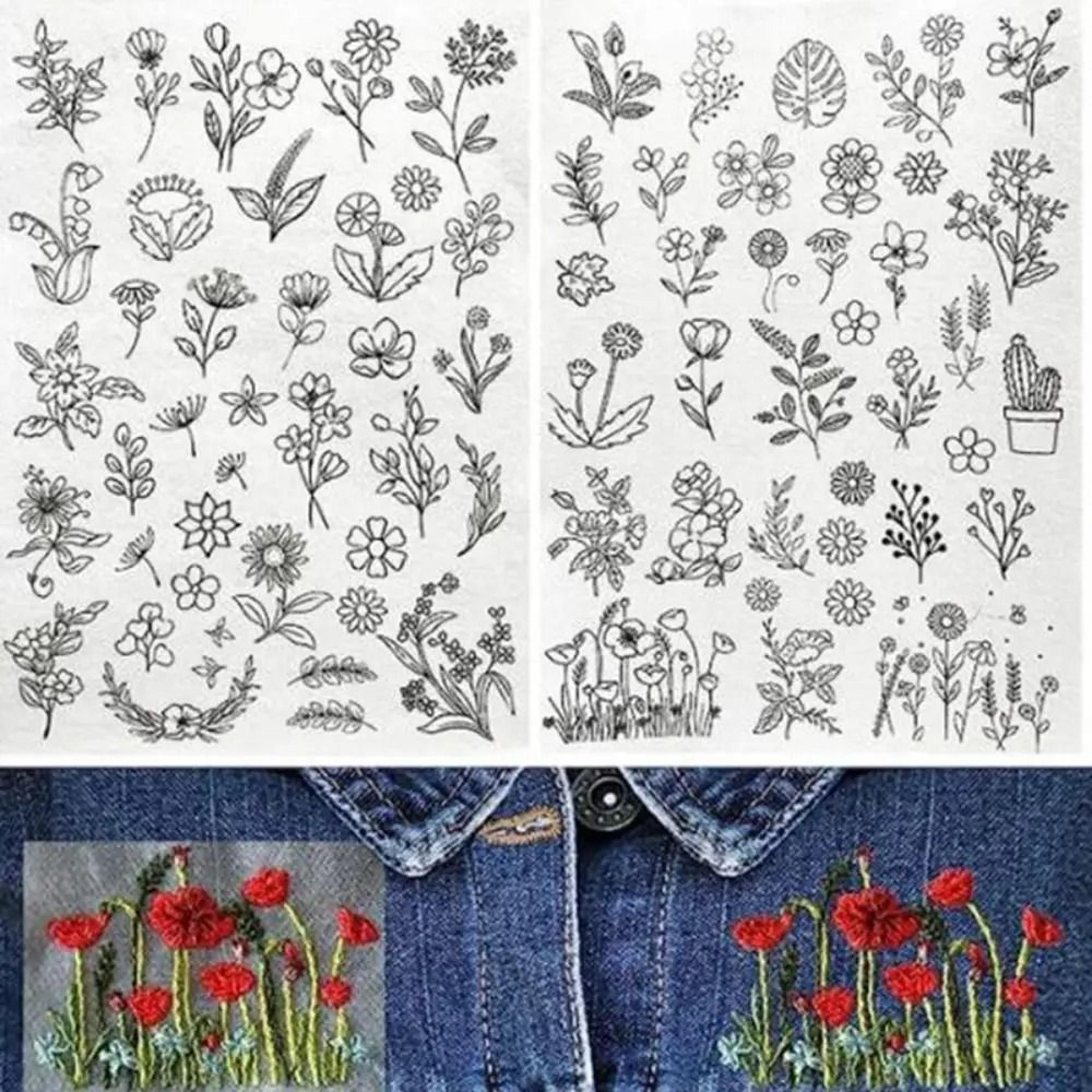 floral water soluble stick and stitch embroidery transfer paper