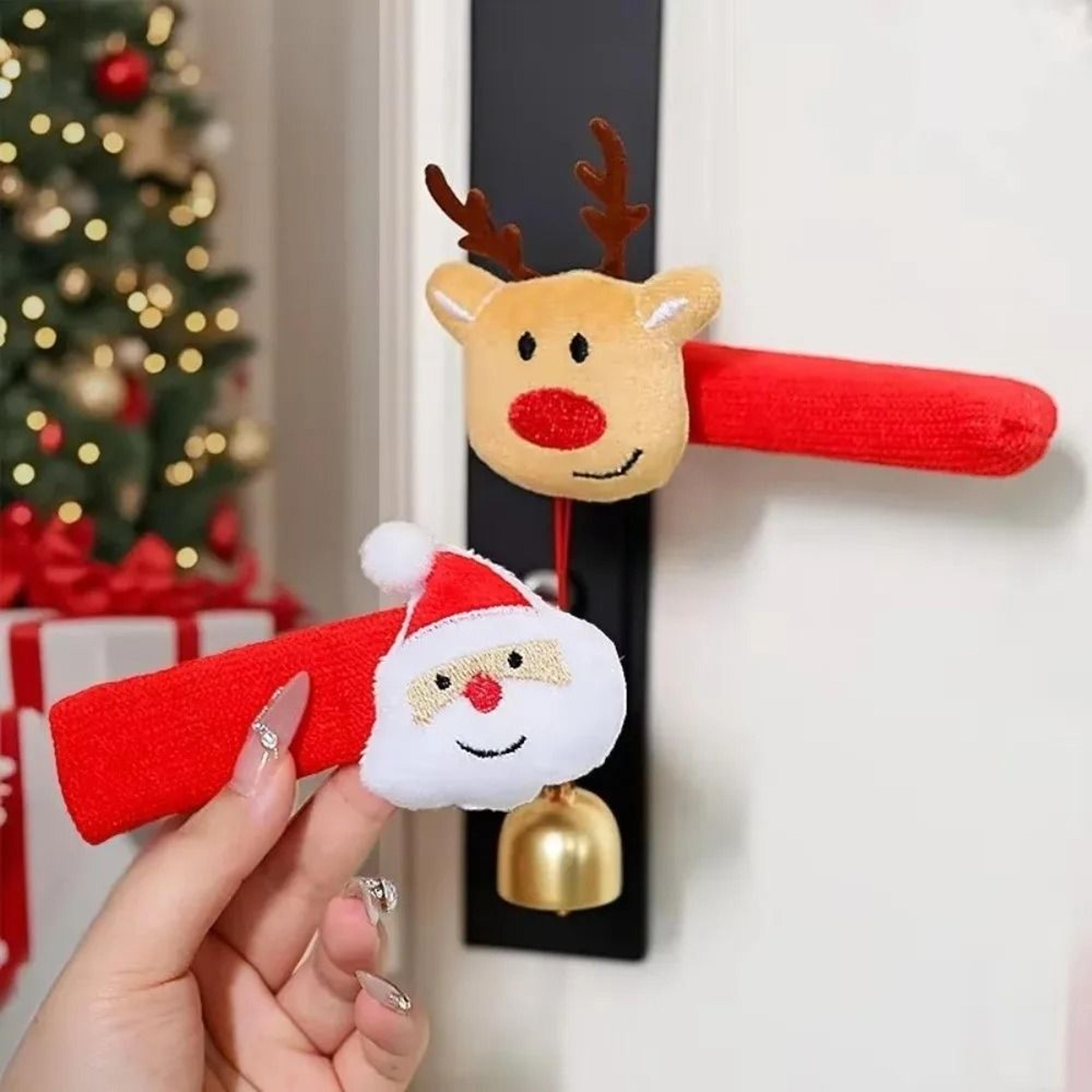 soft santa claus door handle cover and christmas ornament