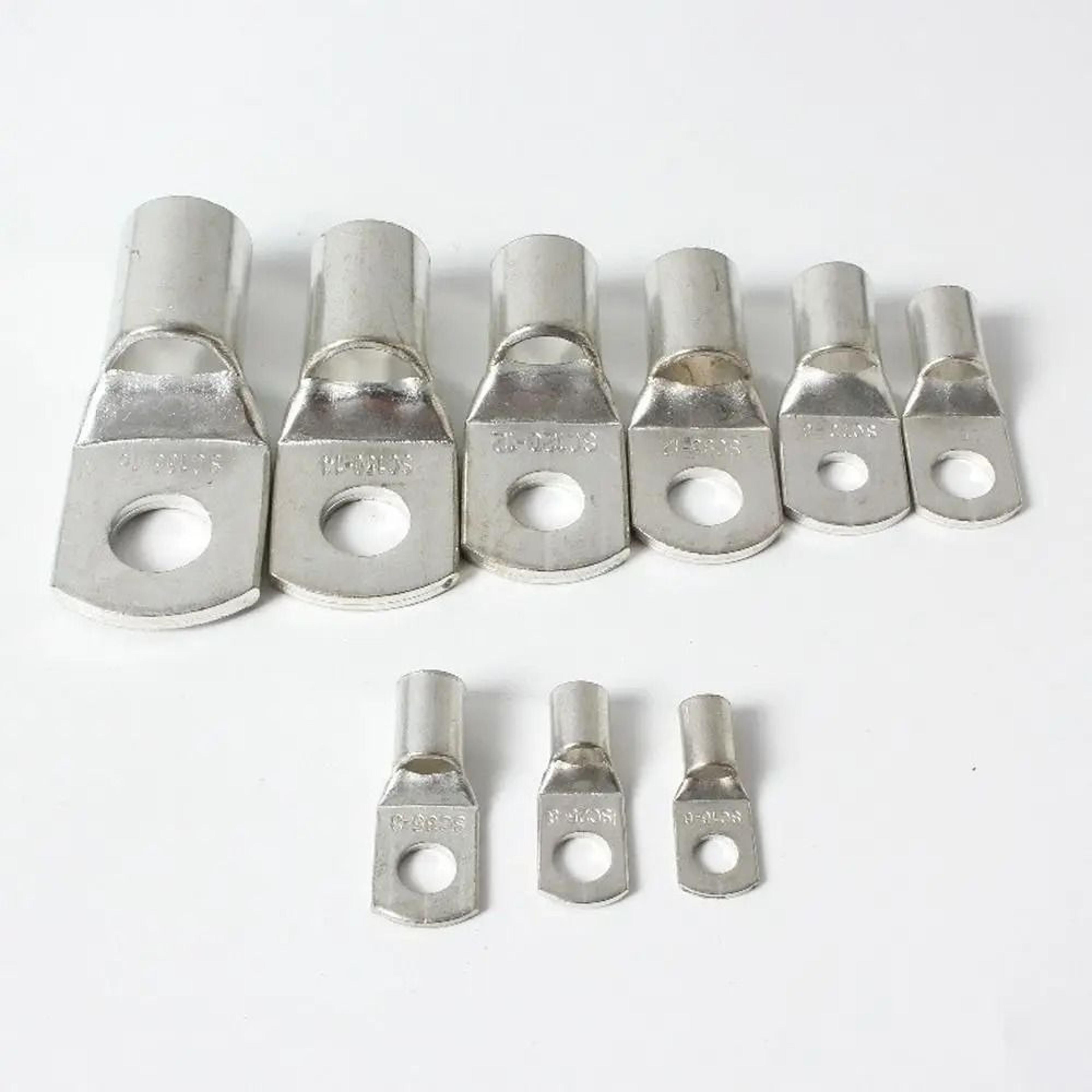 ten piece sc tinned copper cable lug ring terminal set