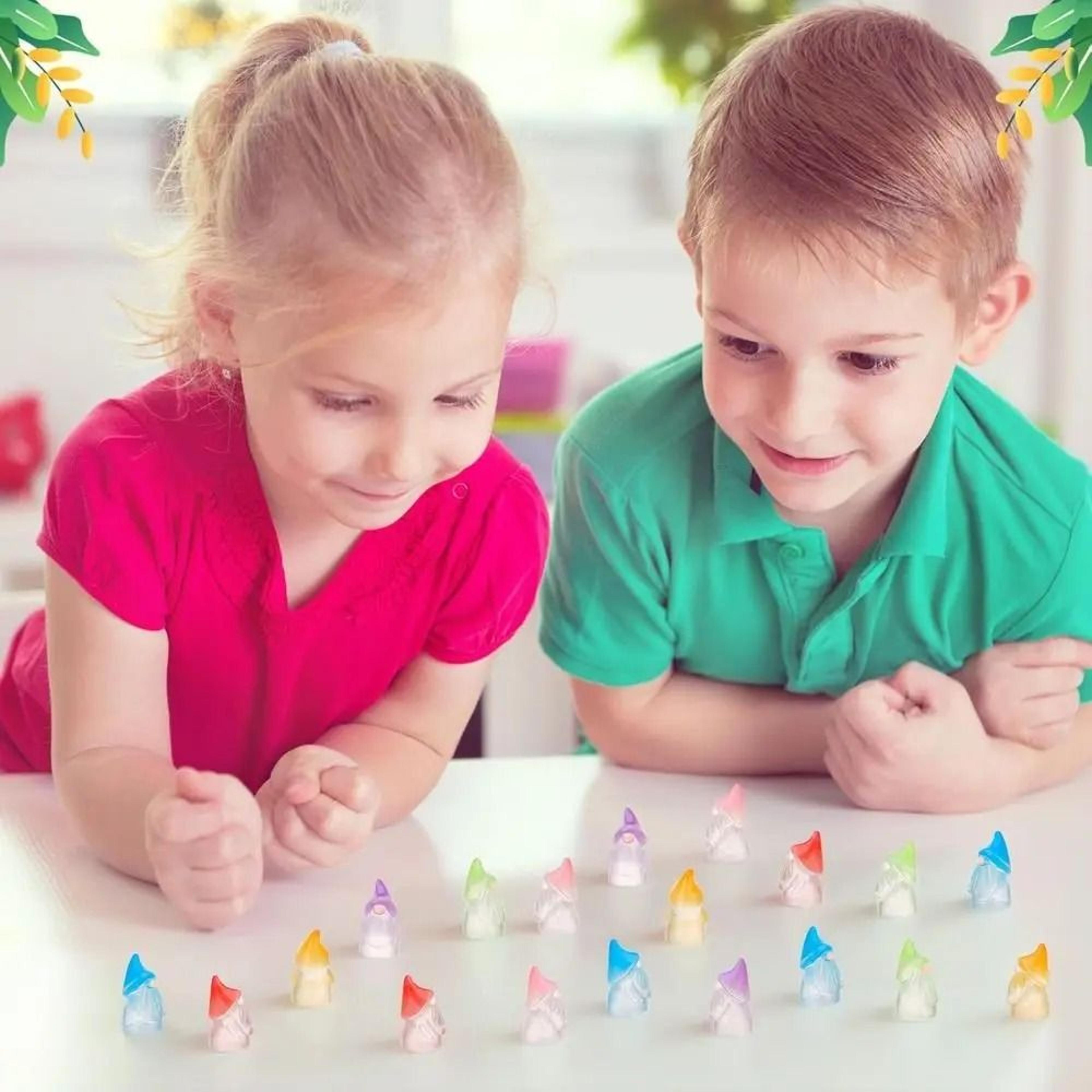 six piece glow in the dark mini gnome fairy garden set