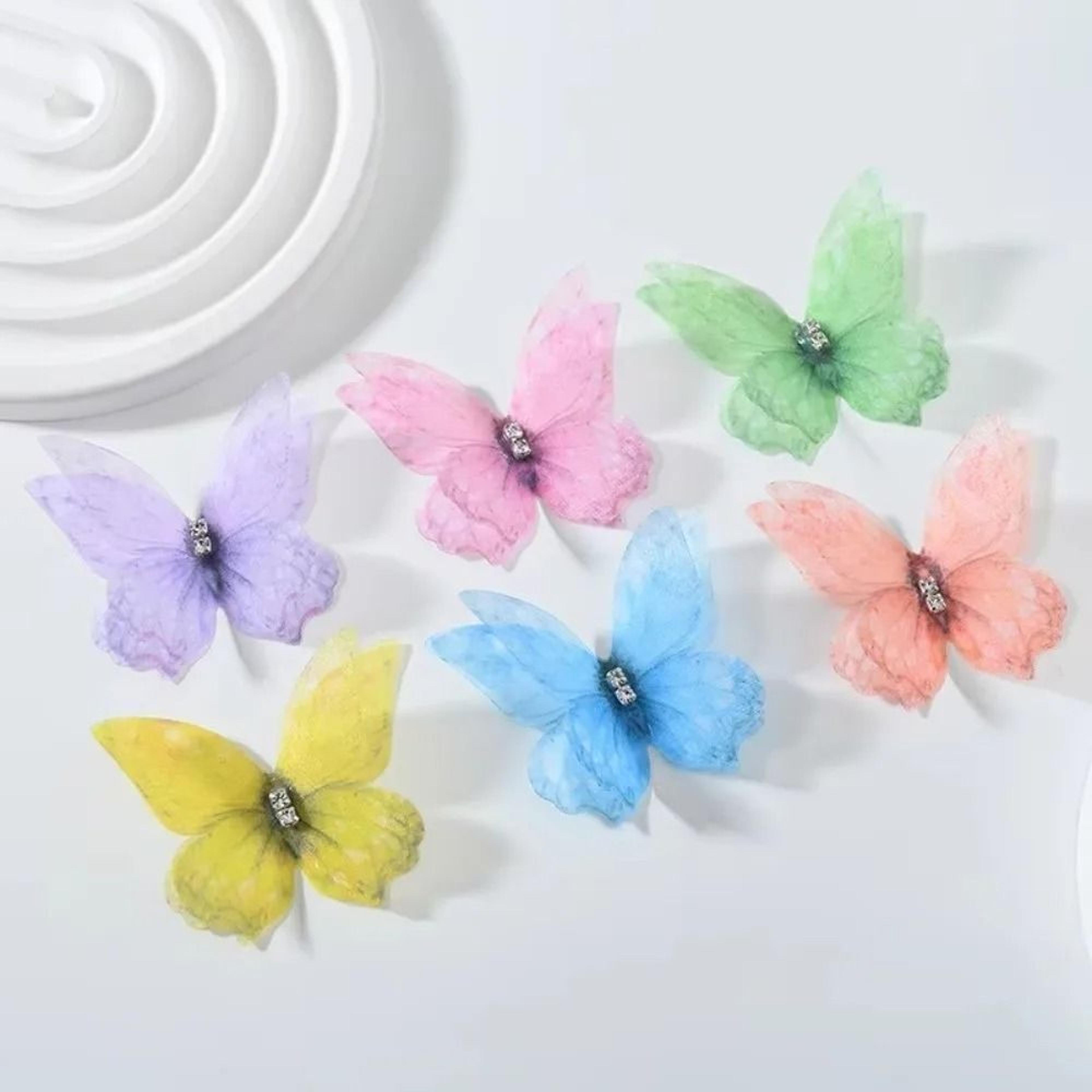 fifty piece colorful 3d organza butterfly applique set