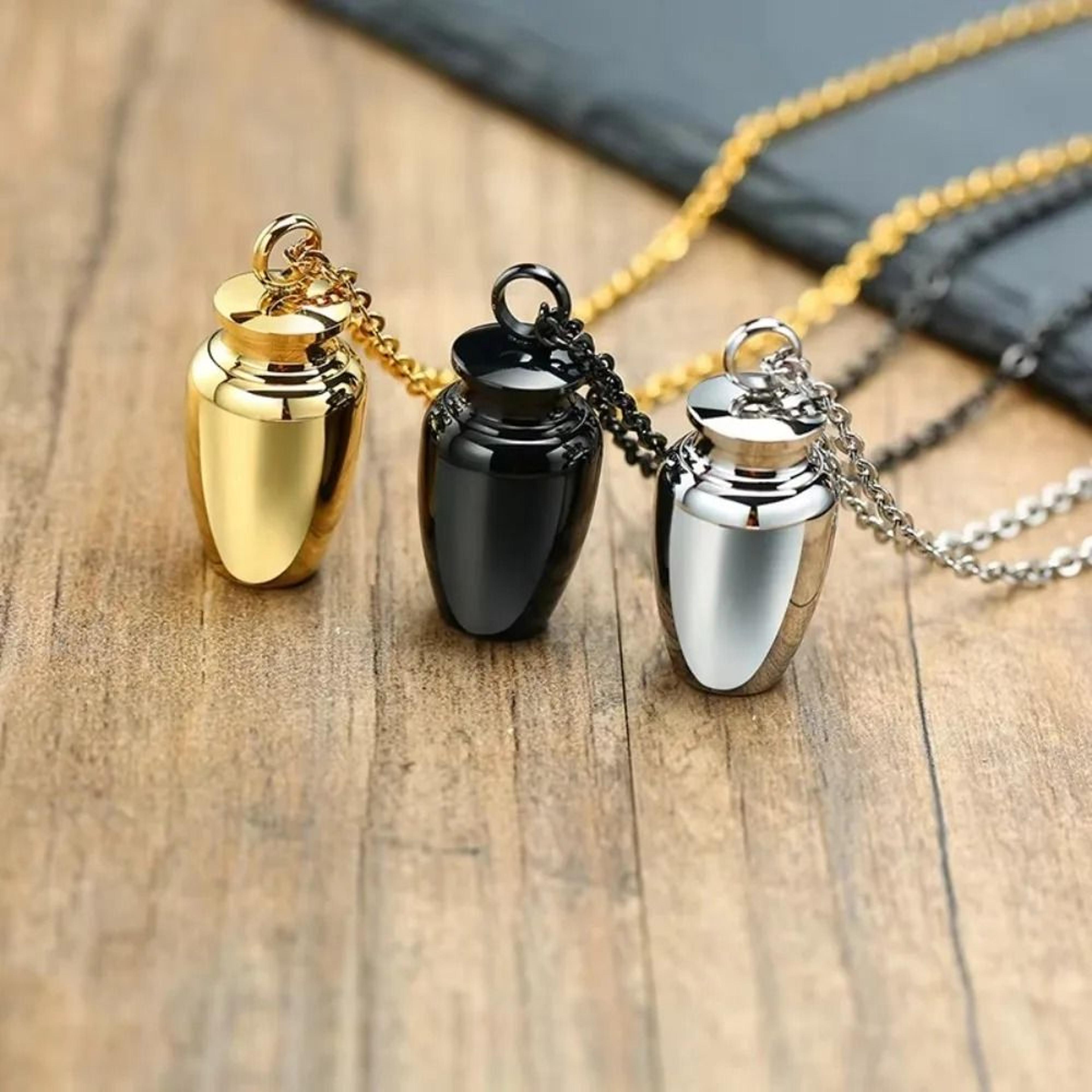 mini stainless steel urn necklace memorial ashes pendant