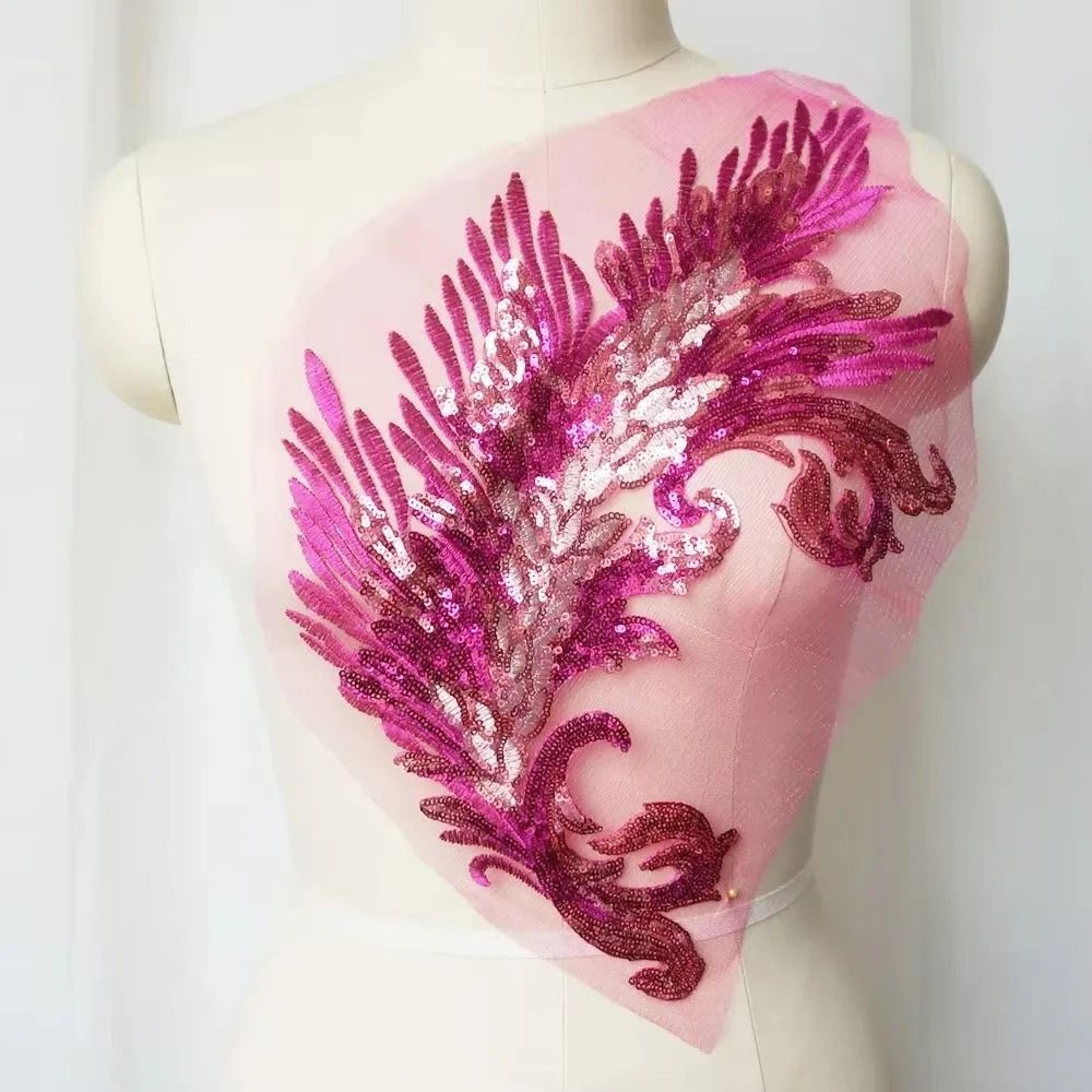 colorful phoenix tail sequin embroidery applique
