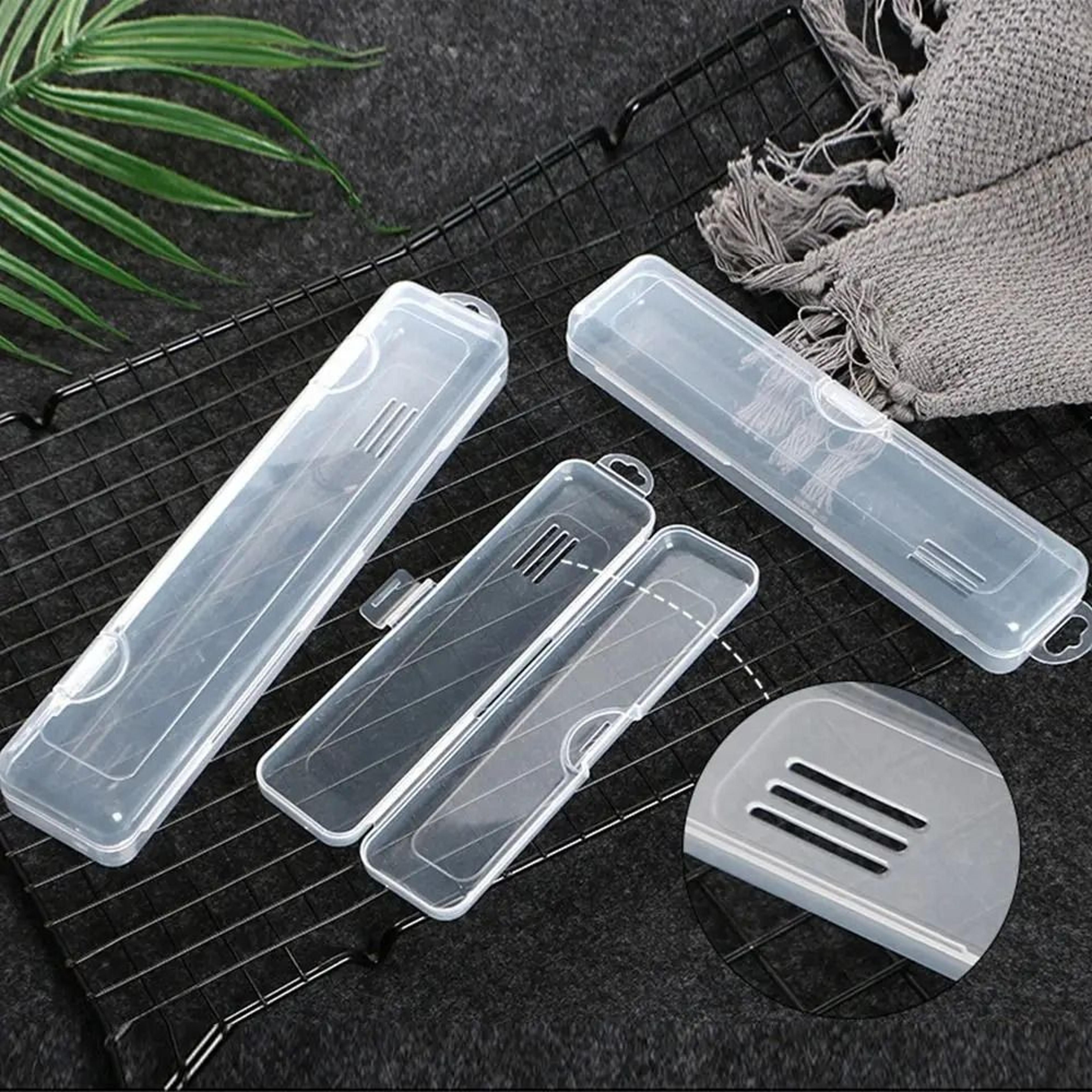 transparent portable makeup brush and pencil storage box