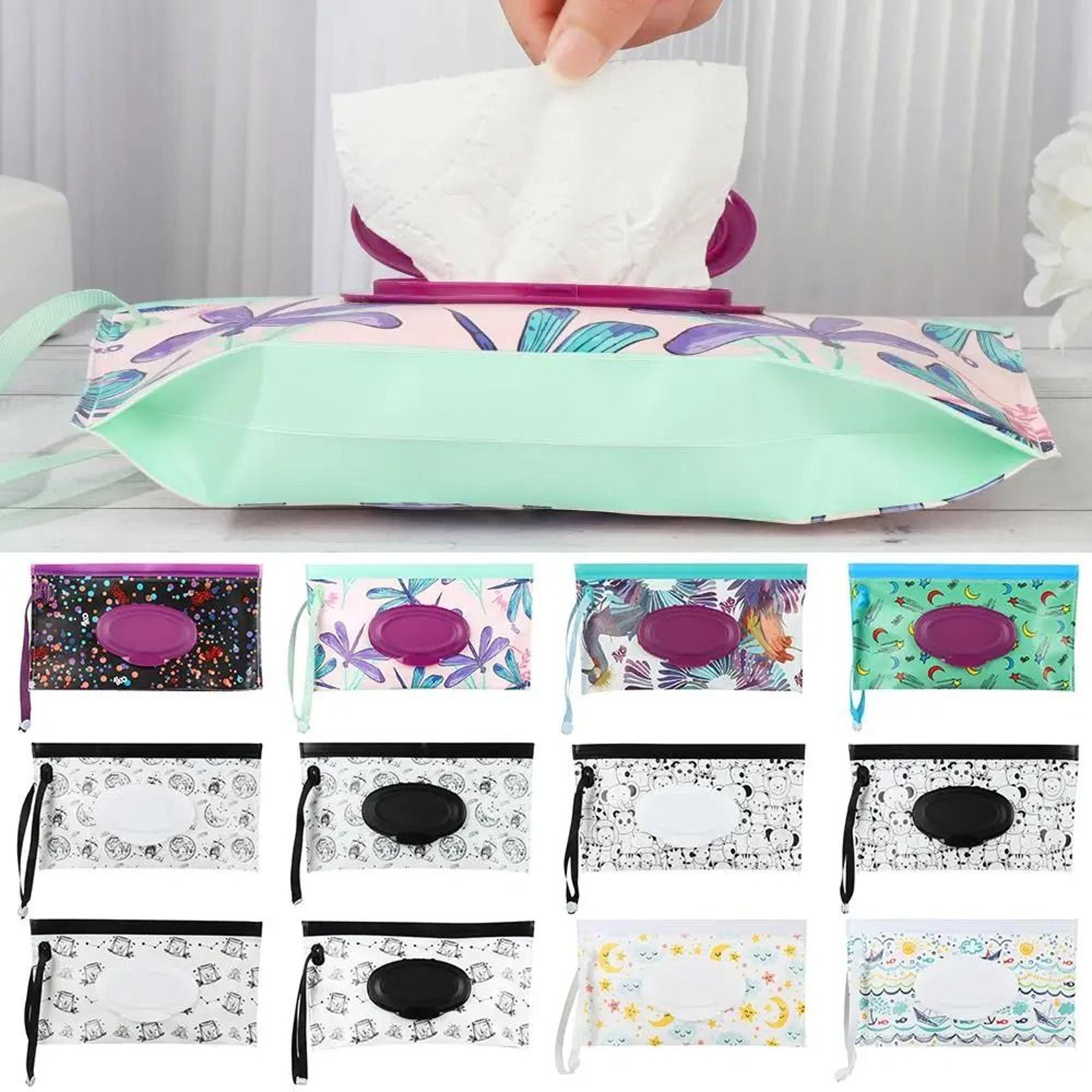 reusable eva baby wet wipes pouch with snap strap holder