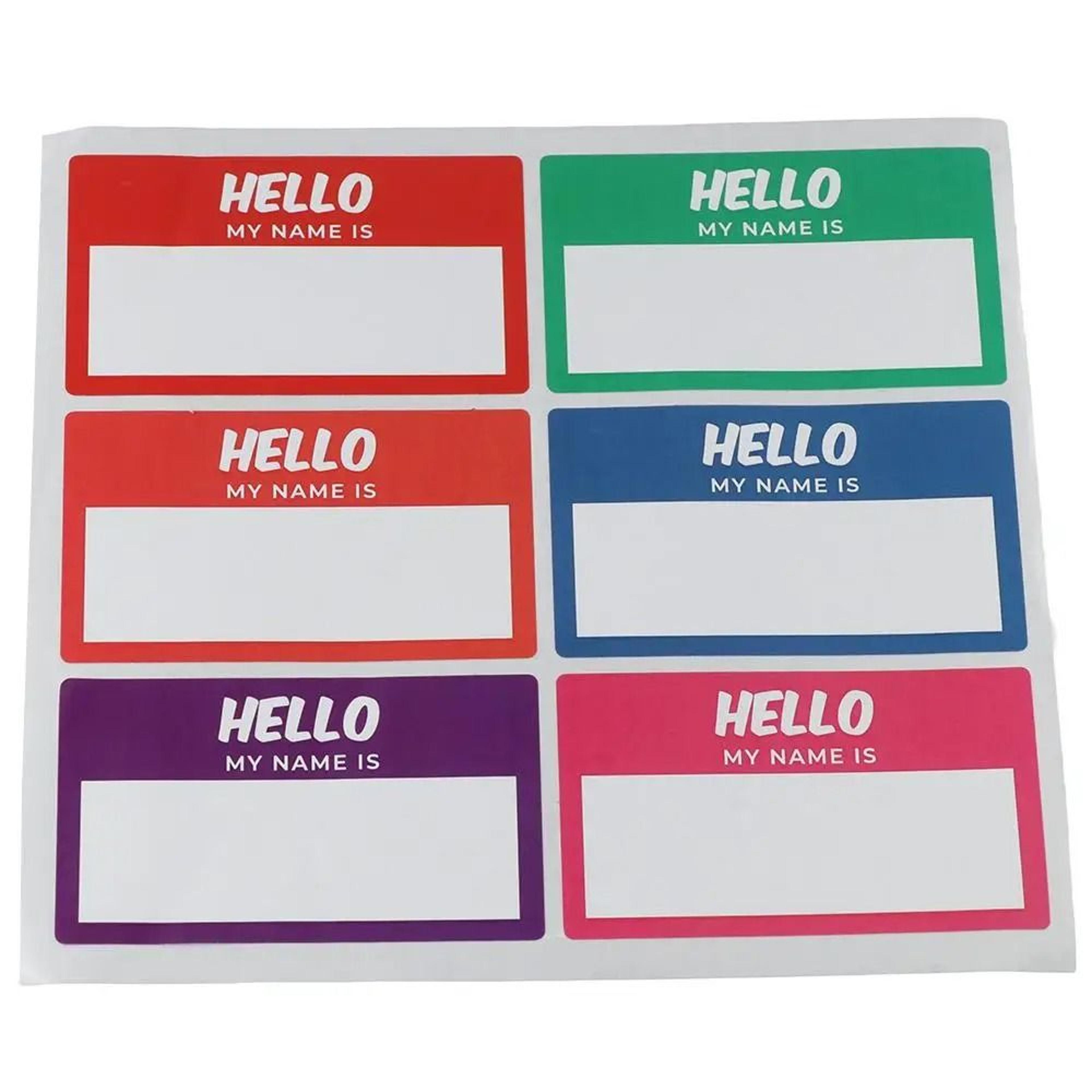 sixty colorful hello my name is stickers for events meetings