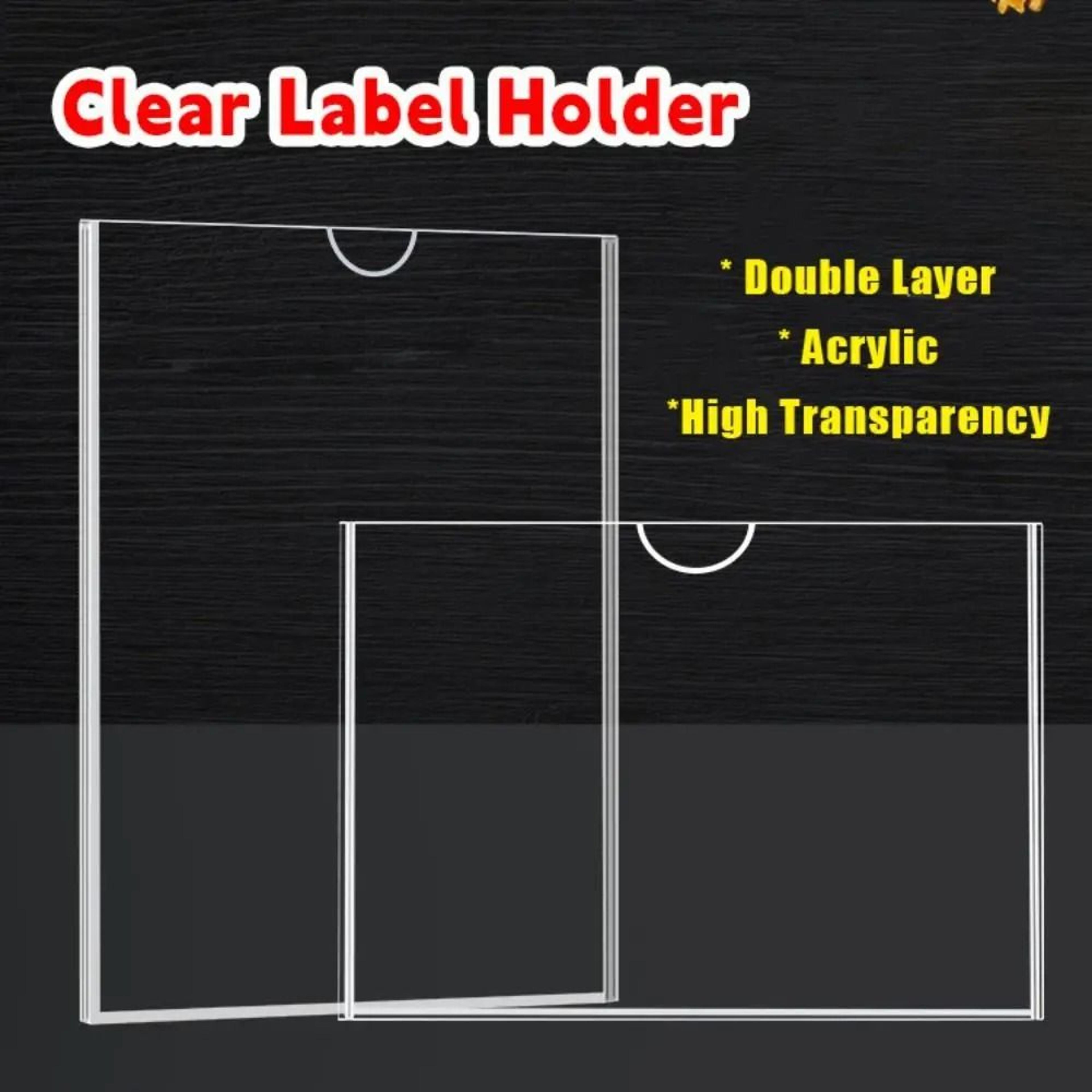 clear self adhesive acrylic label holder for retail signs cards