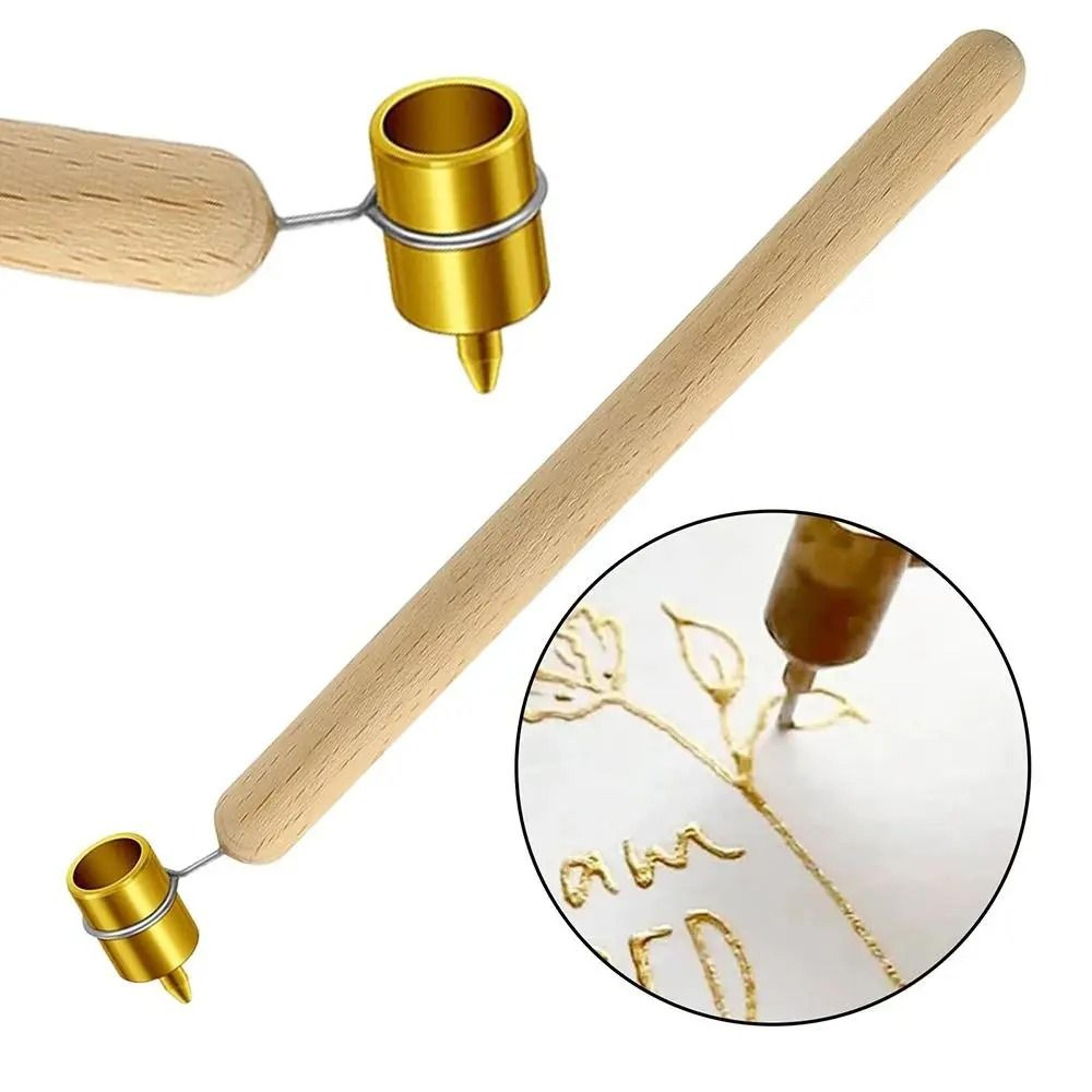 wooden pysanka kistka pen with brass tips for fine lines