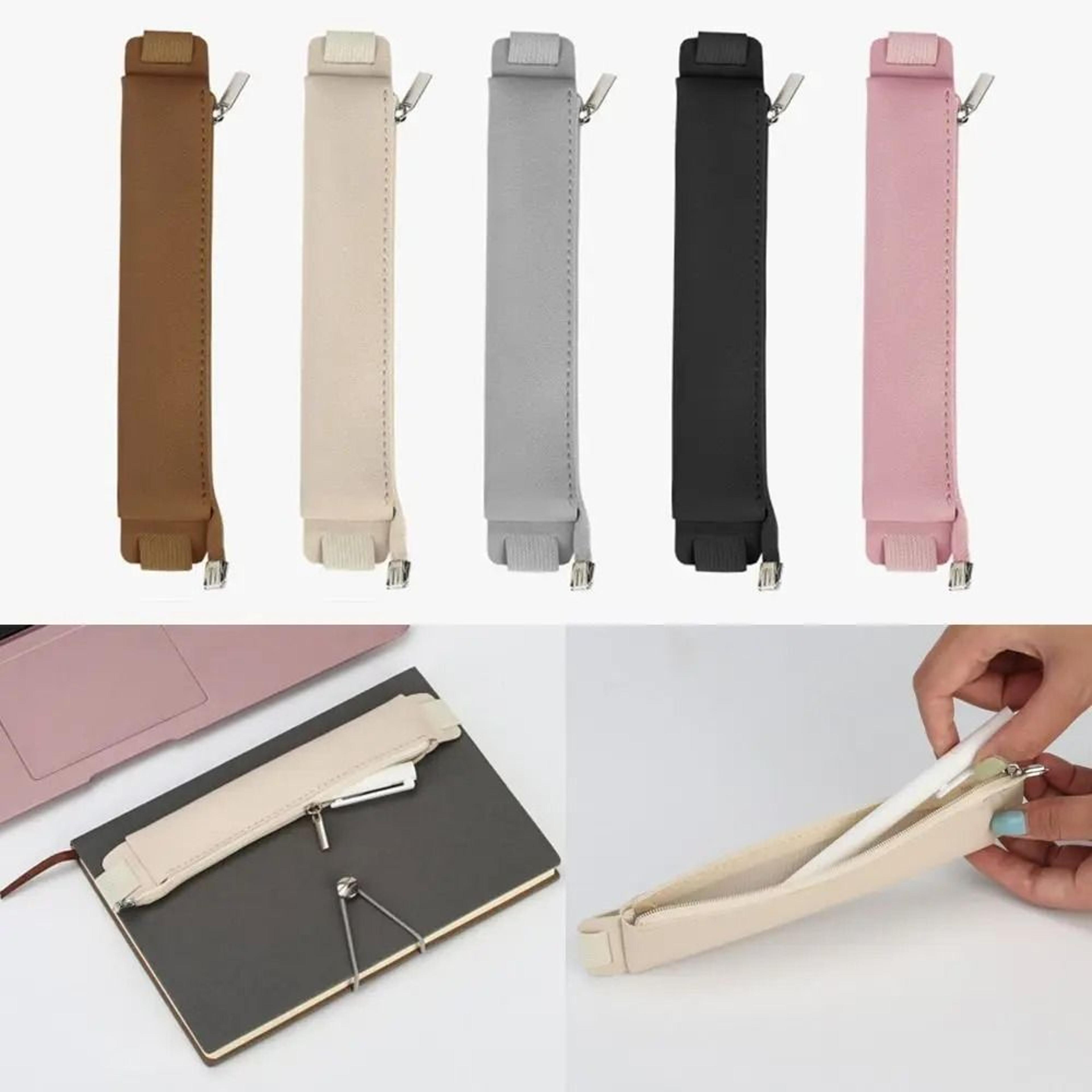 vintage pu leather notebook pencil pouch with adjustable elastic band