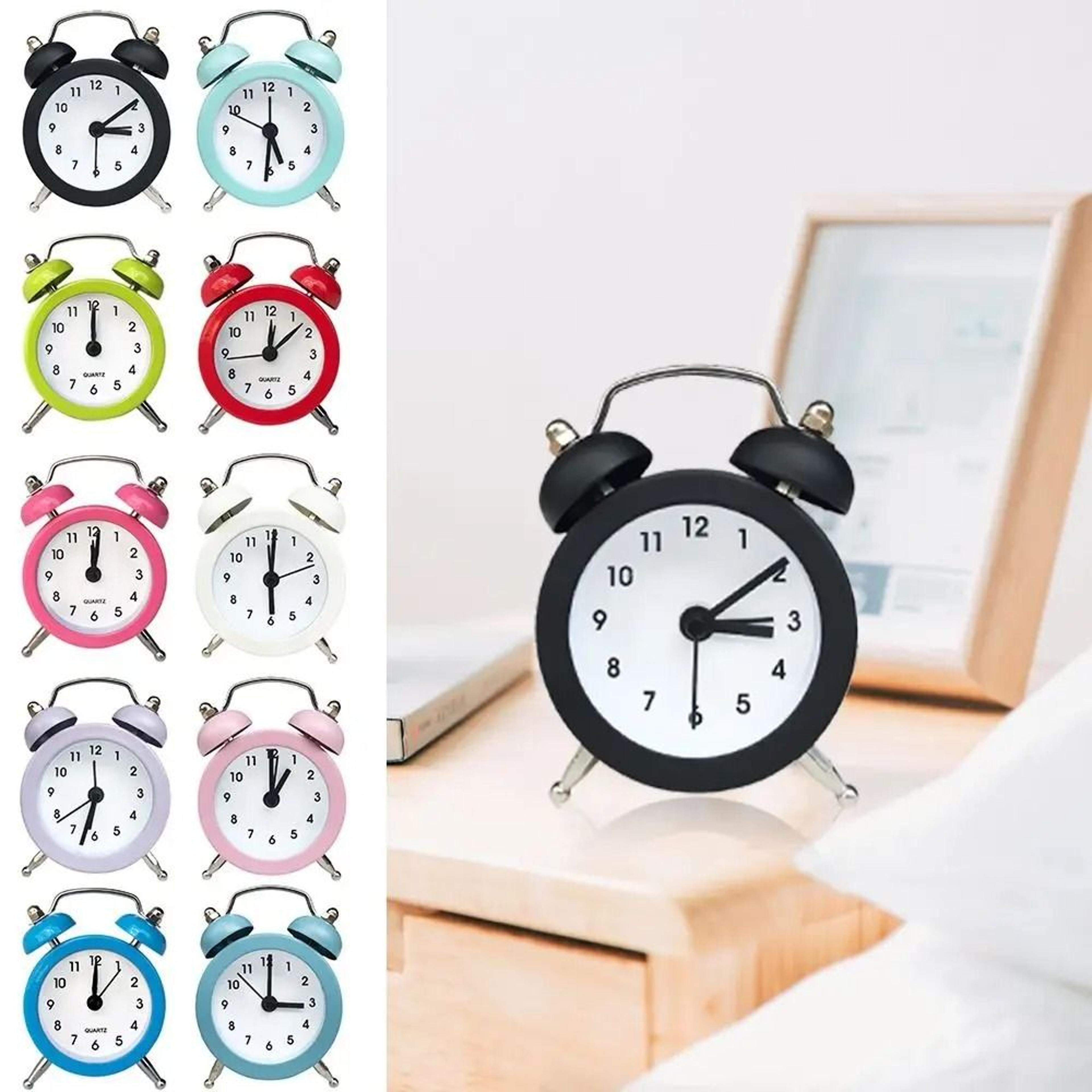 cute rabbit ear mini metal alarm clock for desk and bedside