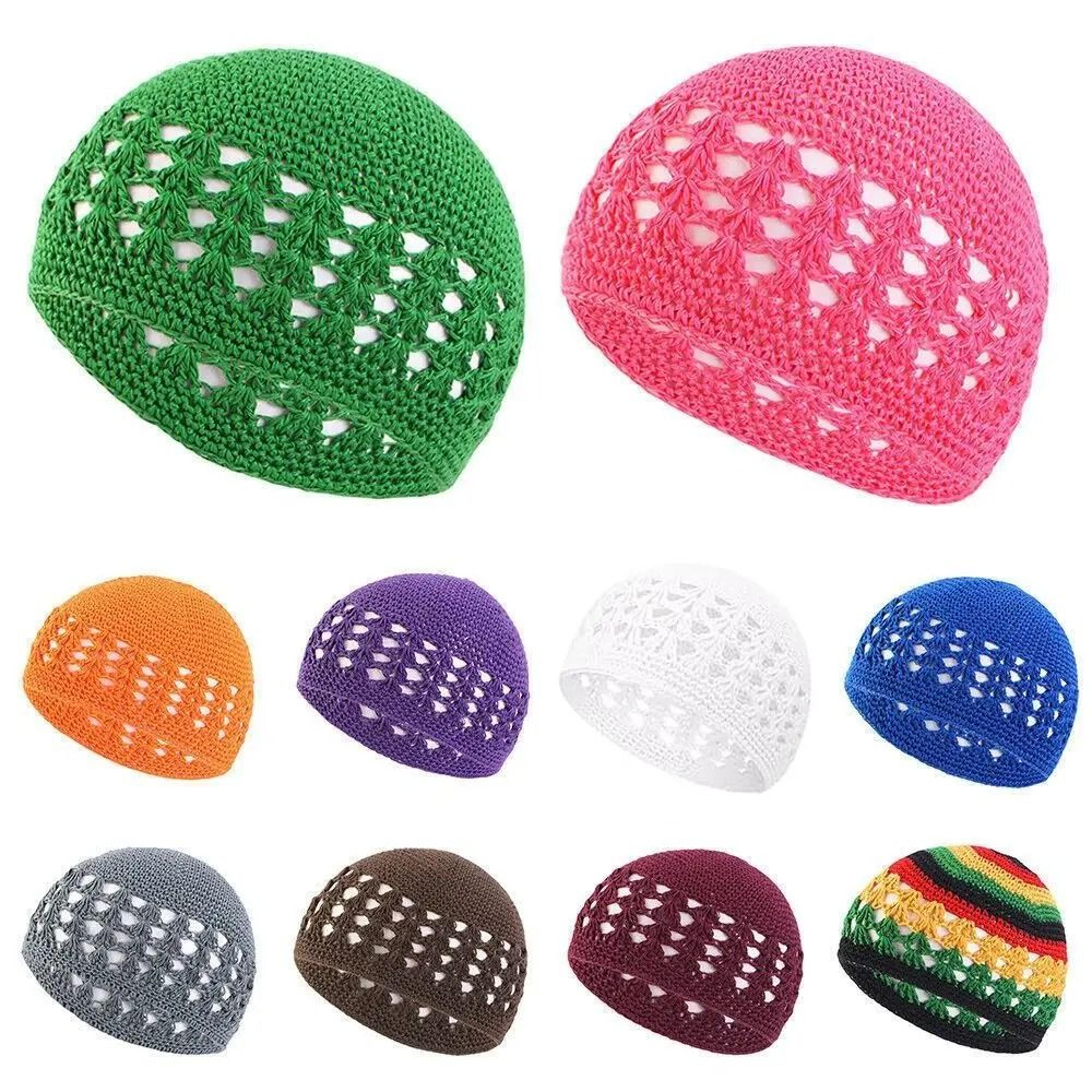 unisex cotton crochet kufi beanie stretchy skull cap