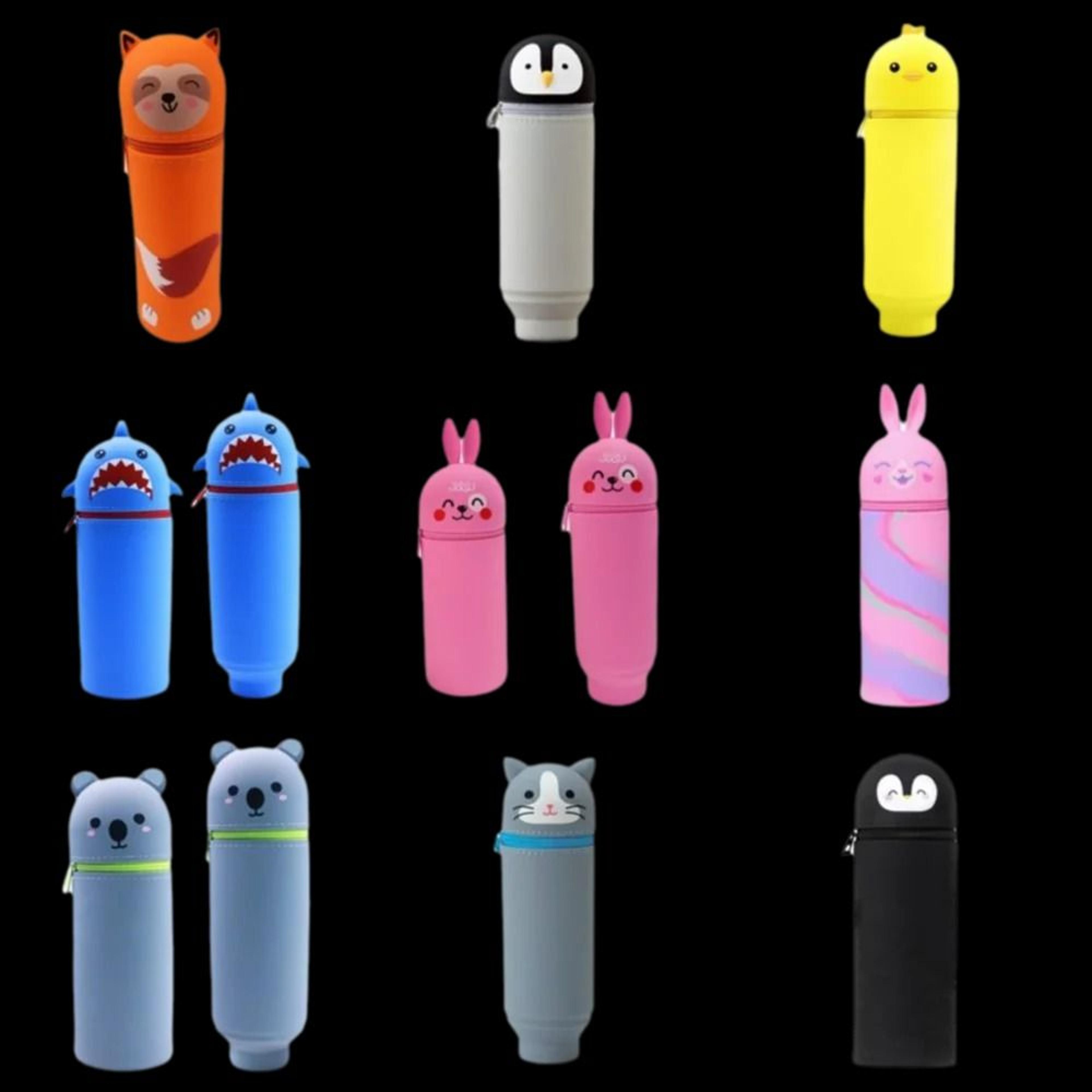 cute foldable animal silicone pencil case and pen organizer