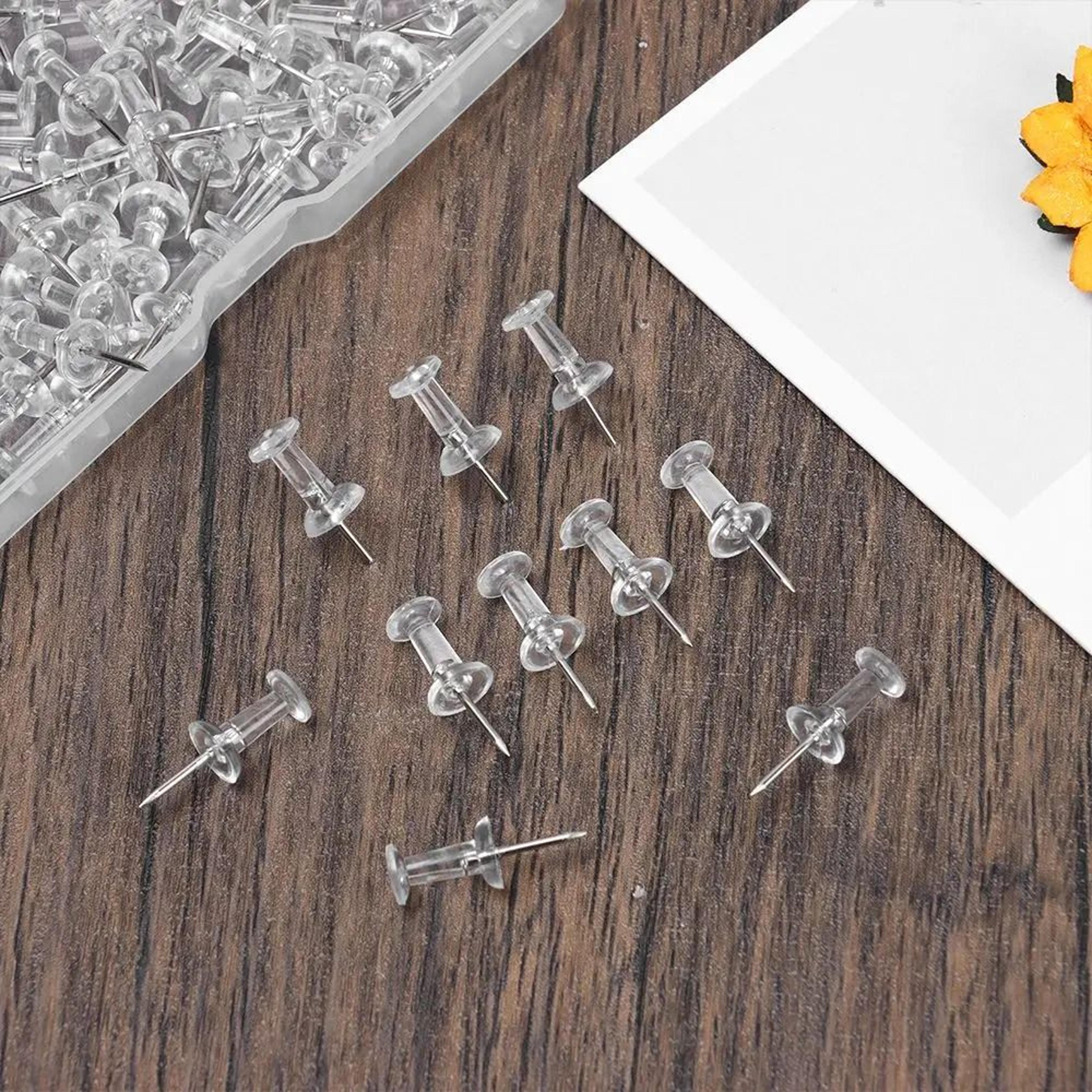 100 piece clear push pins for office school and cork boards