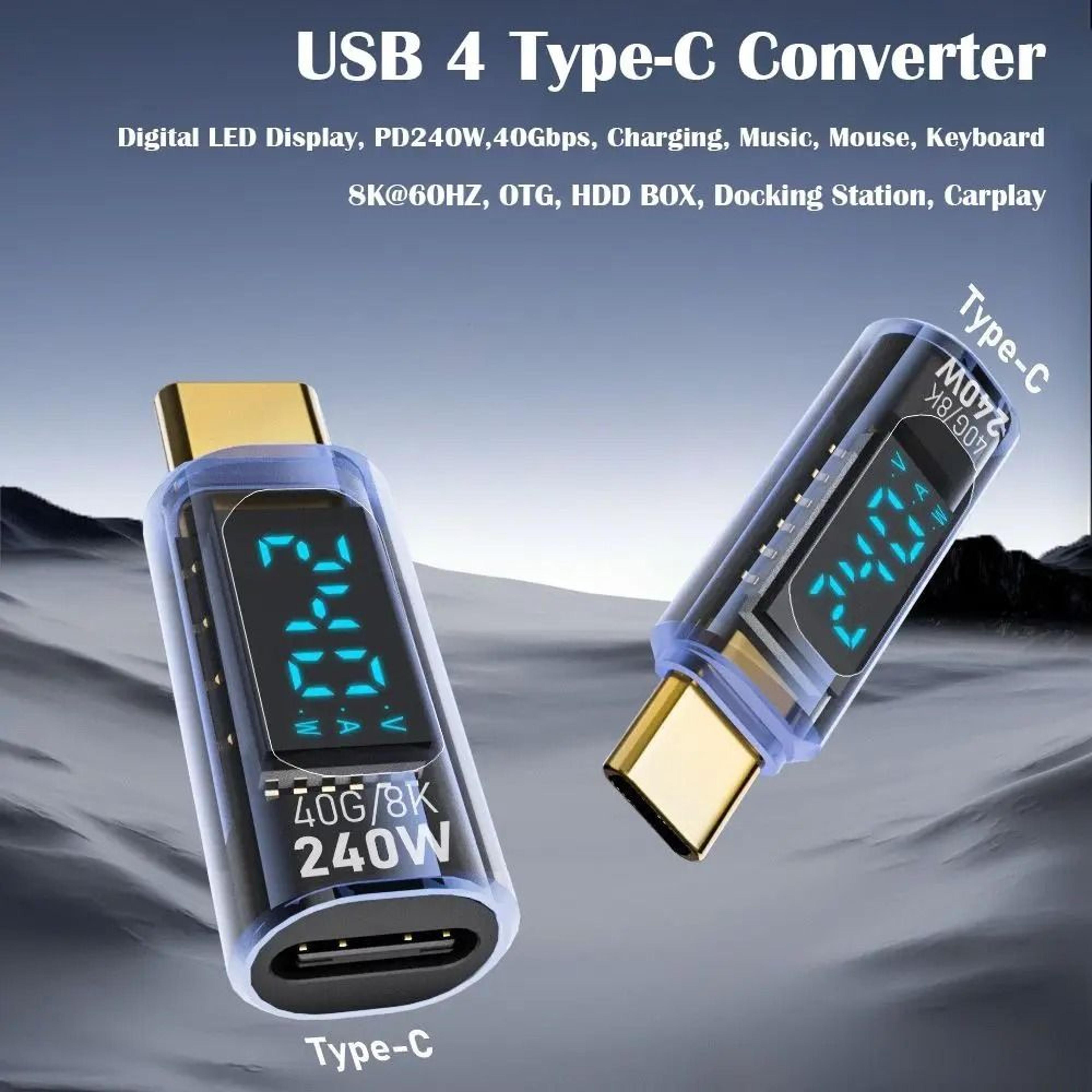 240w usb c power meter adapter with 40gbps data transfer