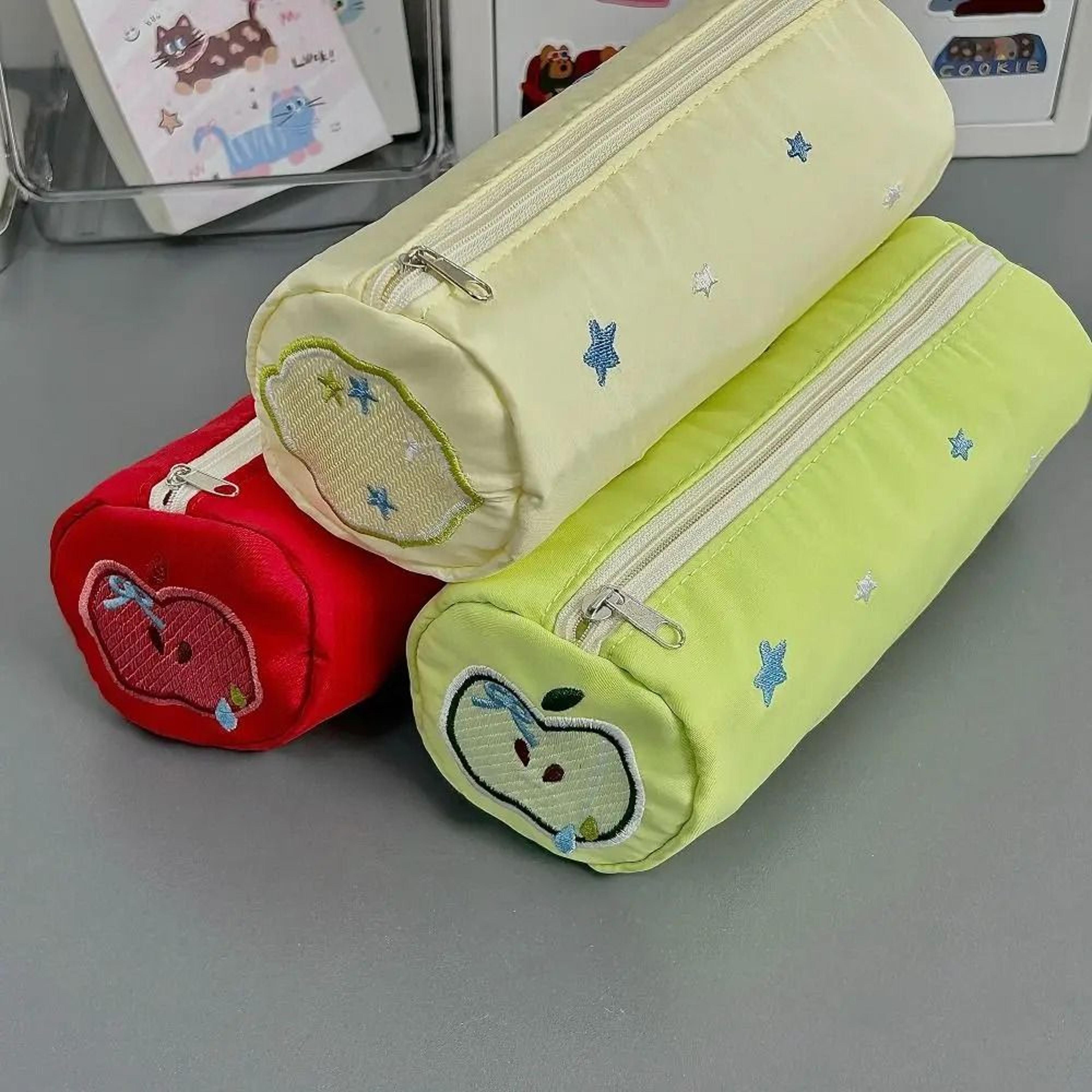 cartoon fruit embroidered large capacity pencil case