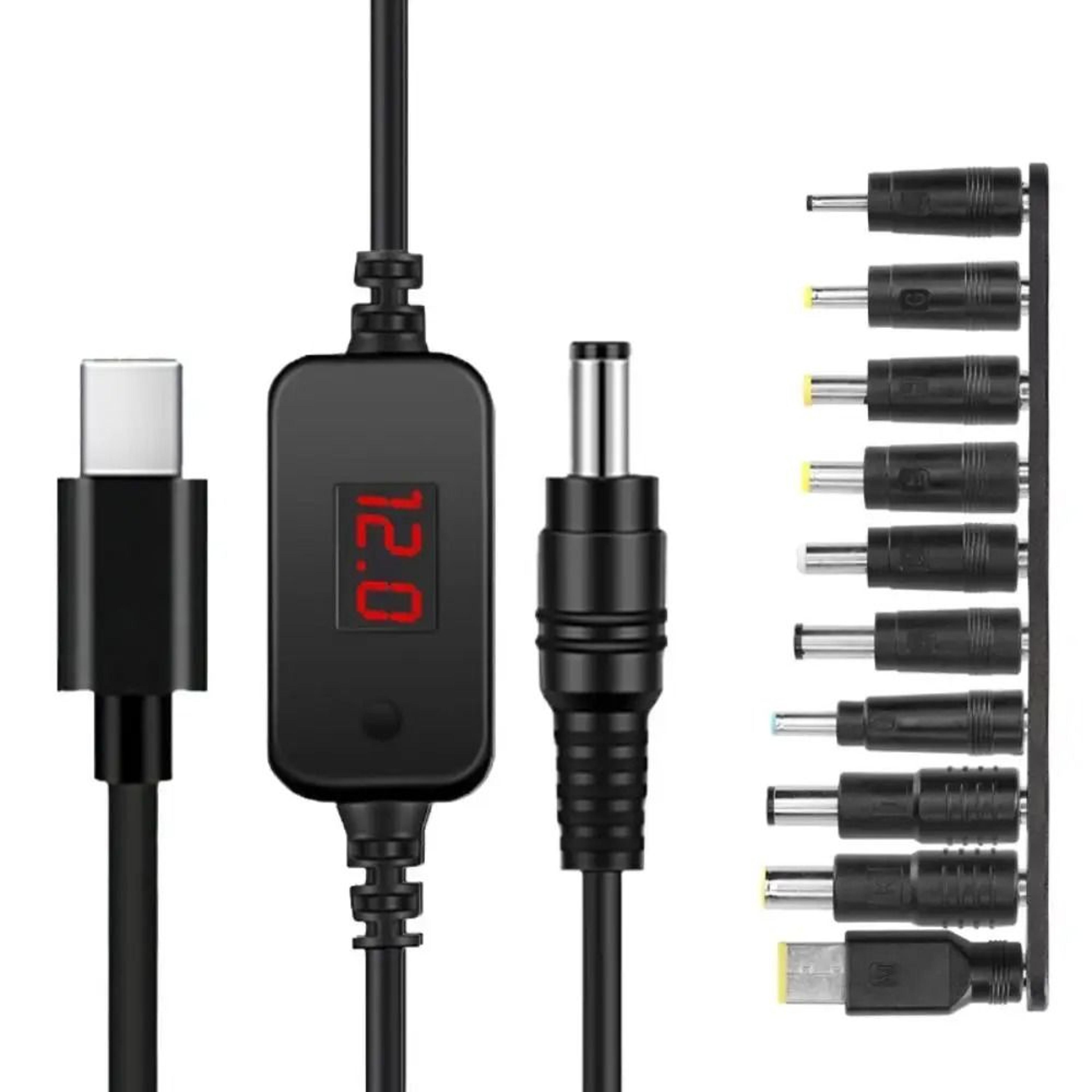 adjustable usb c to dc pd power cable with 10 tips