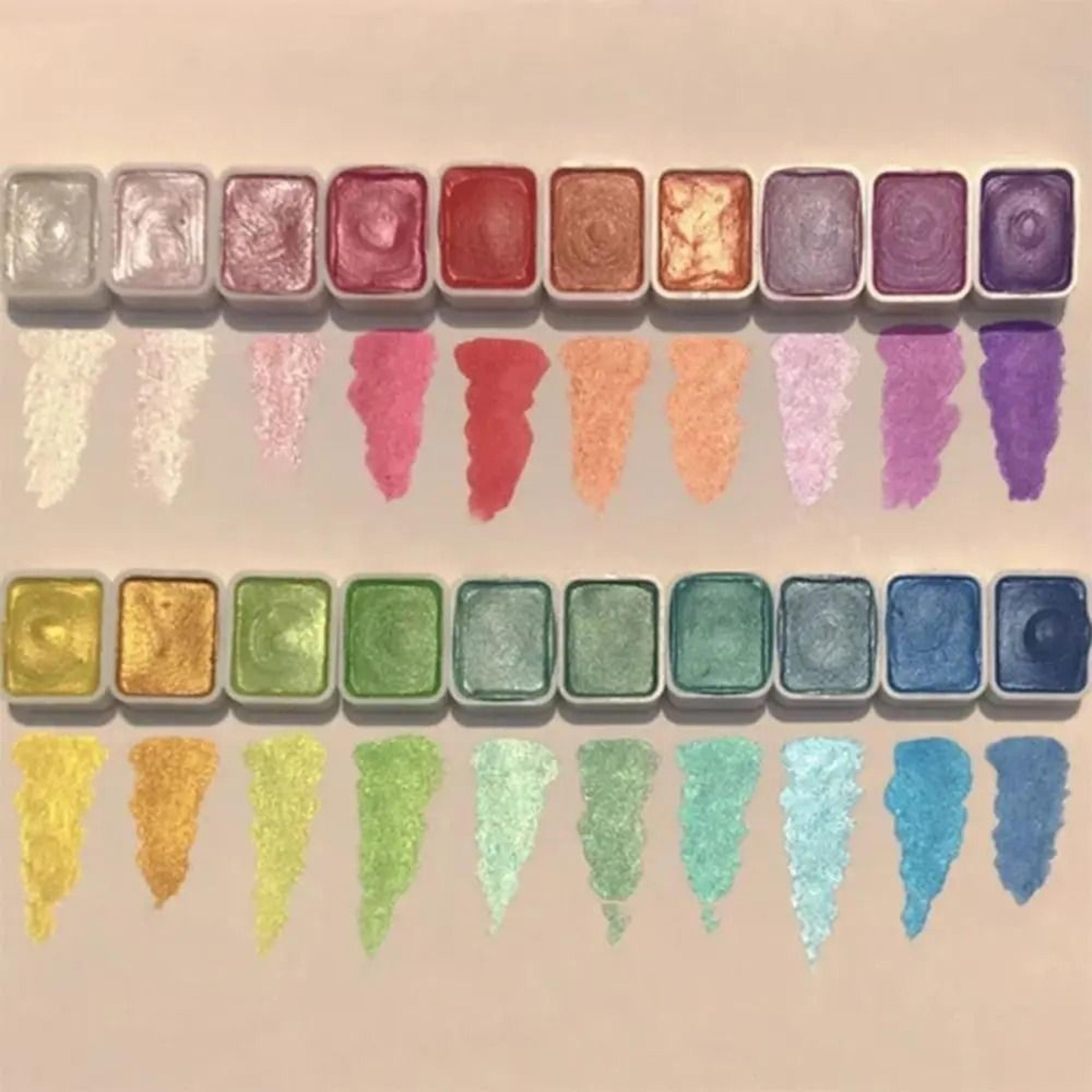 pearlescent solid watercolor paint set 20 24 or 60 colors