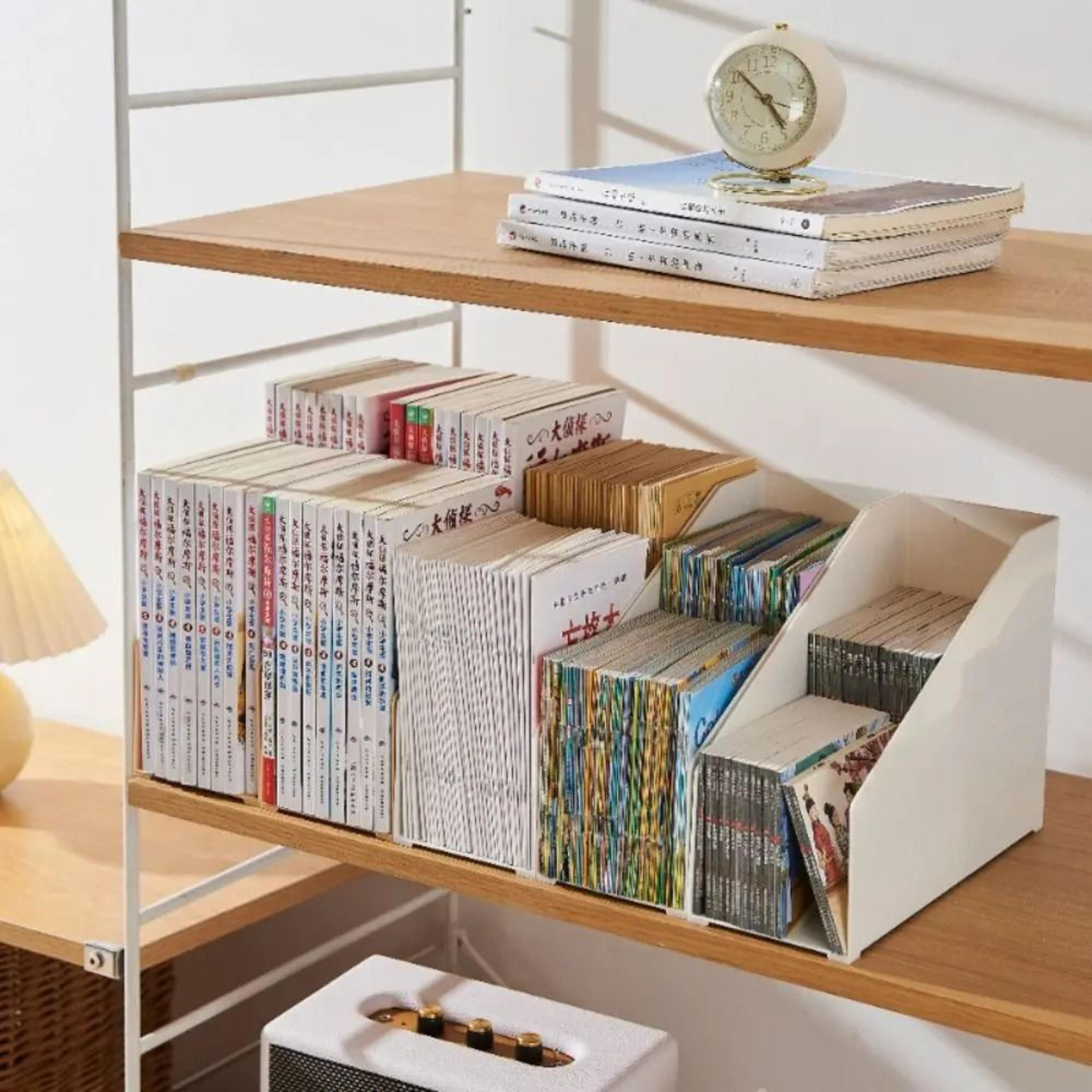 double layer plastic desktop book organizer stand