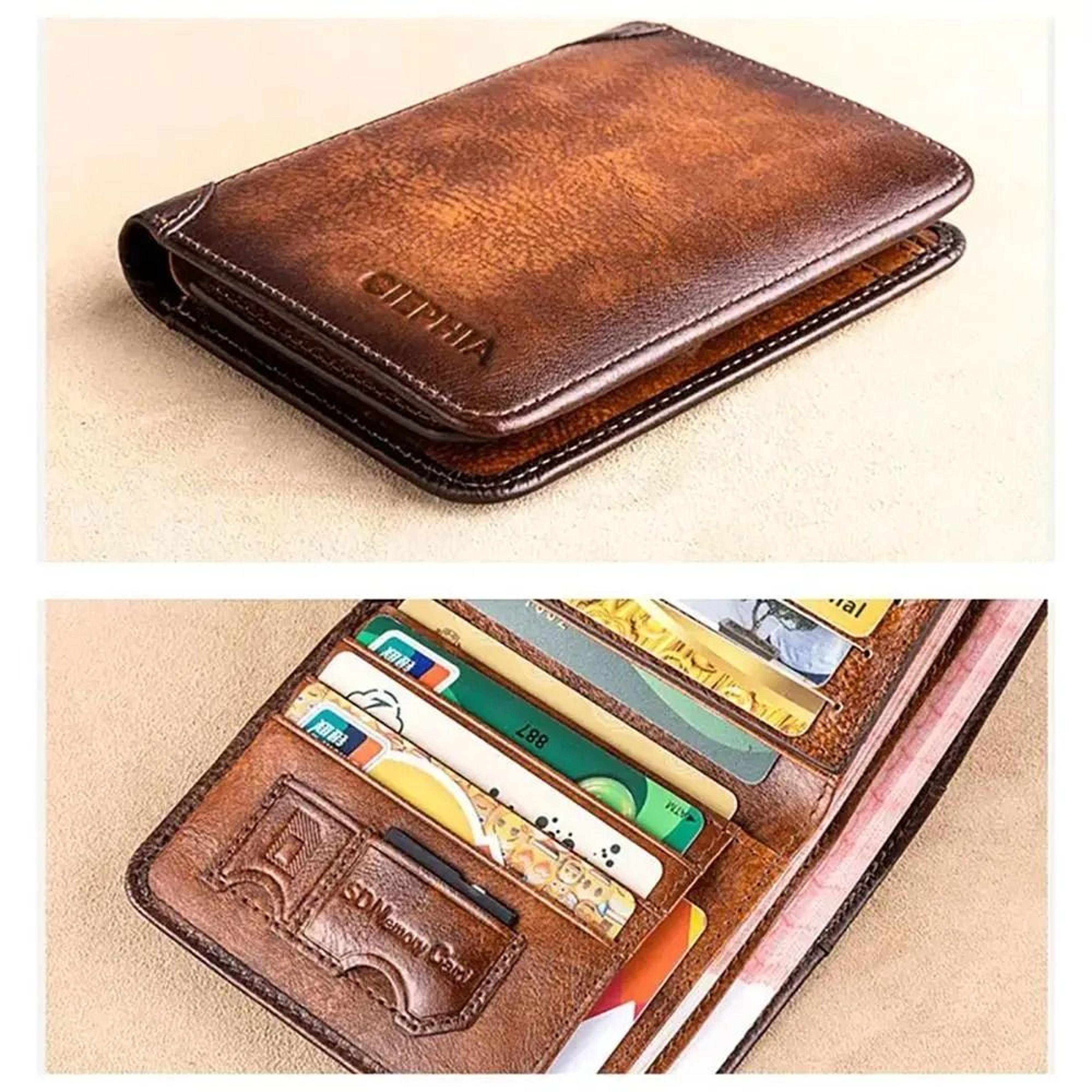 vintage mens rfid blocking trifold wallet