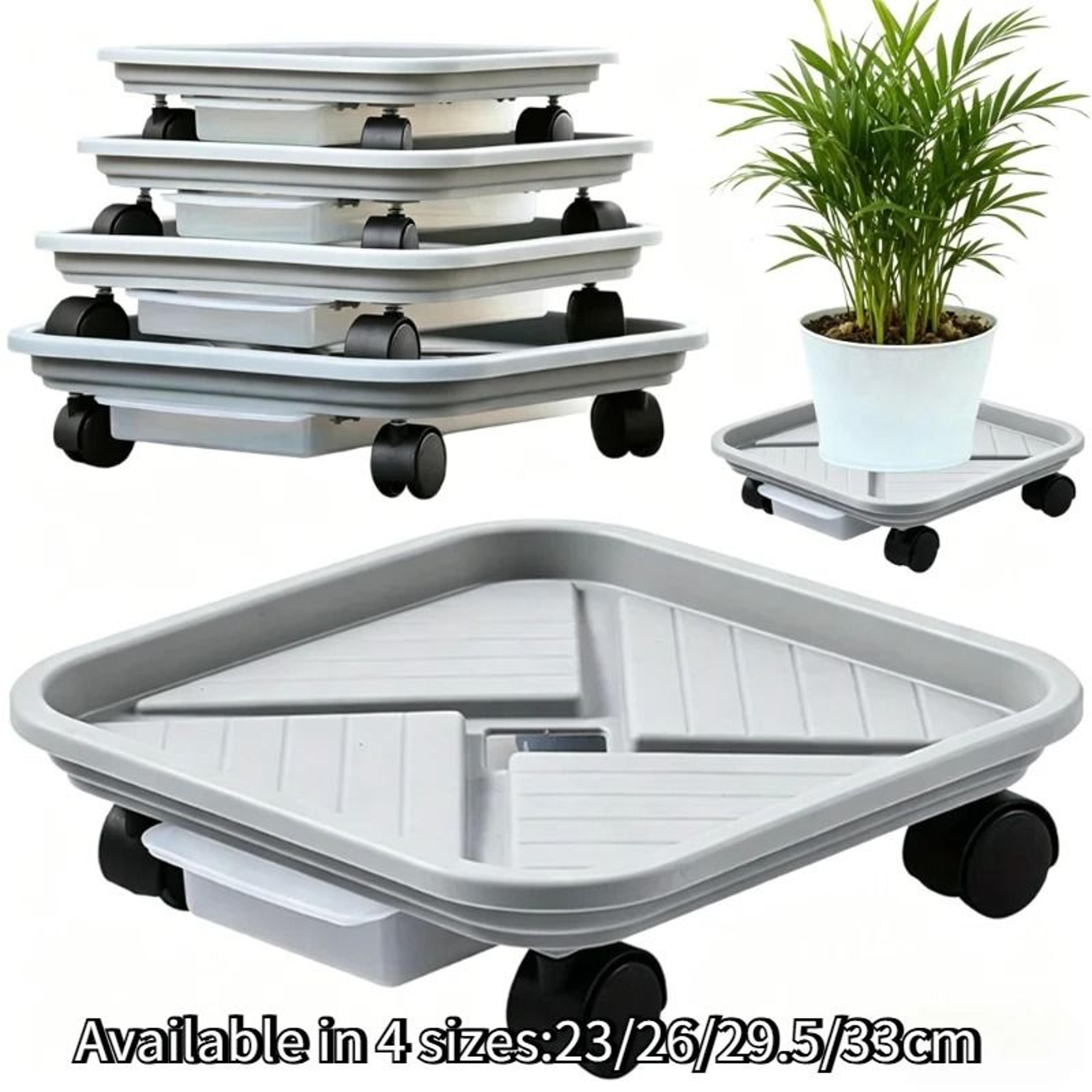 square rolling plant caddy with drainage tray