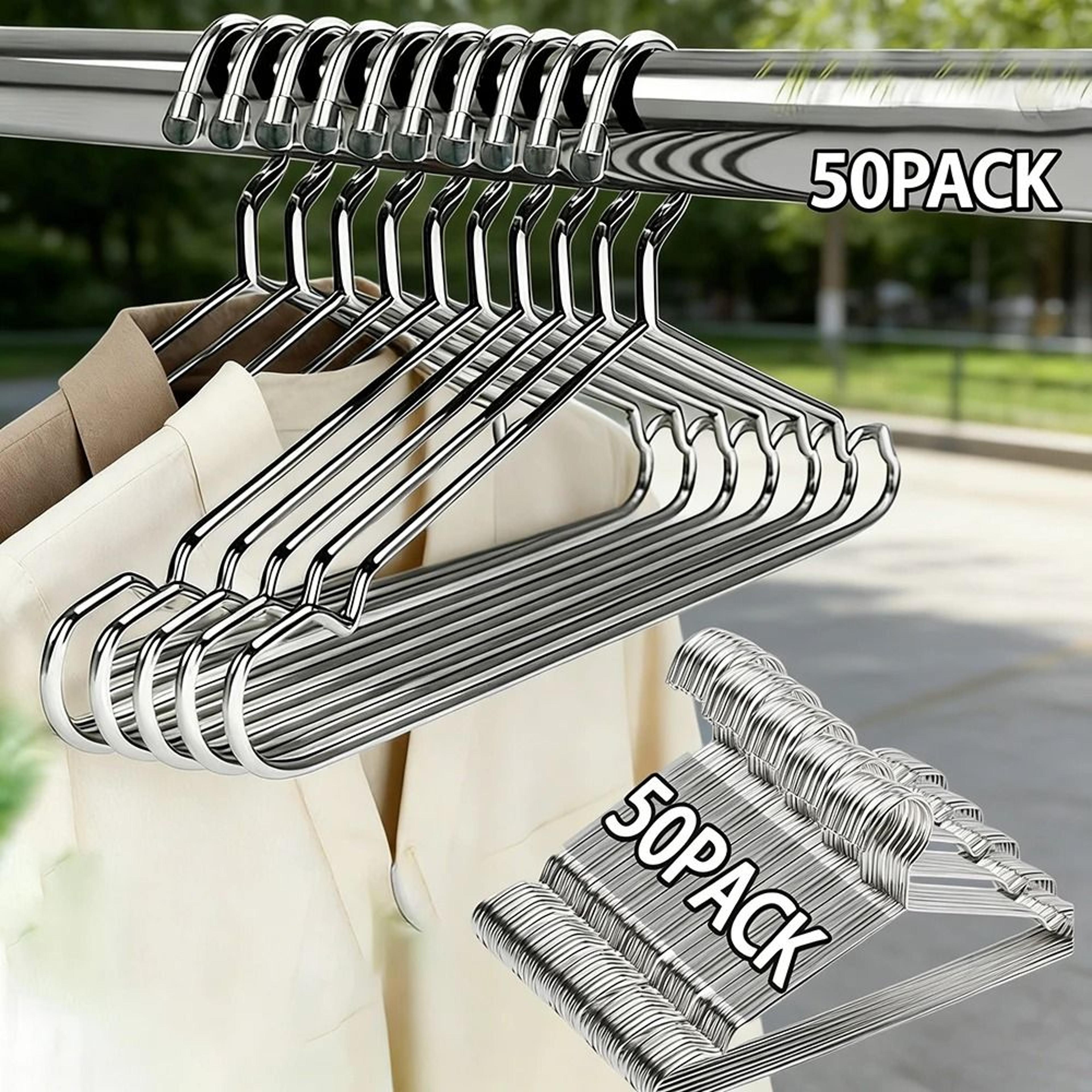 ultra thin stainless steel clothes hangers for space saving wardrobes