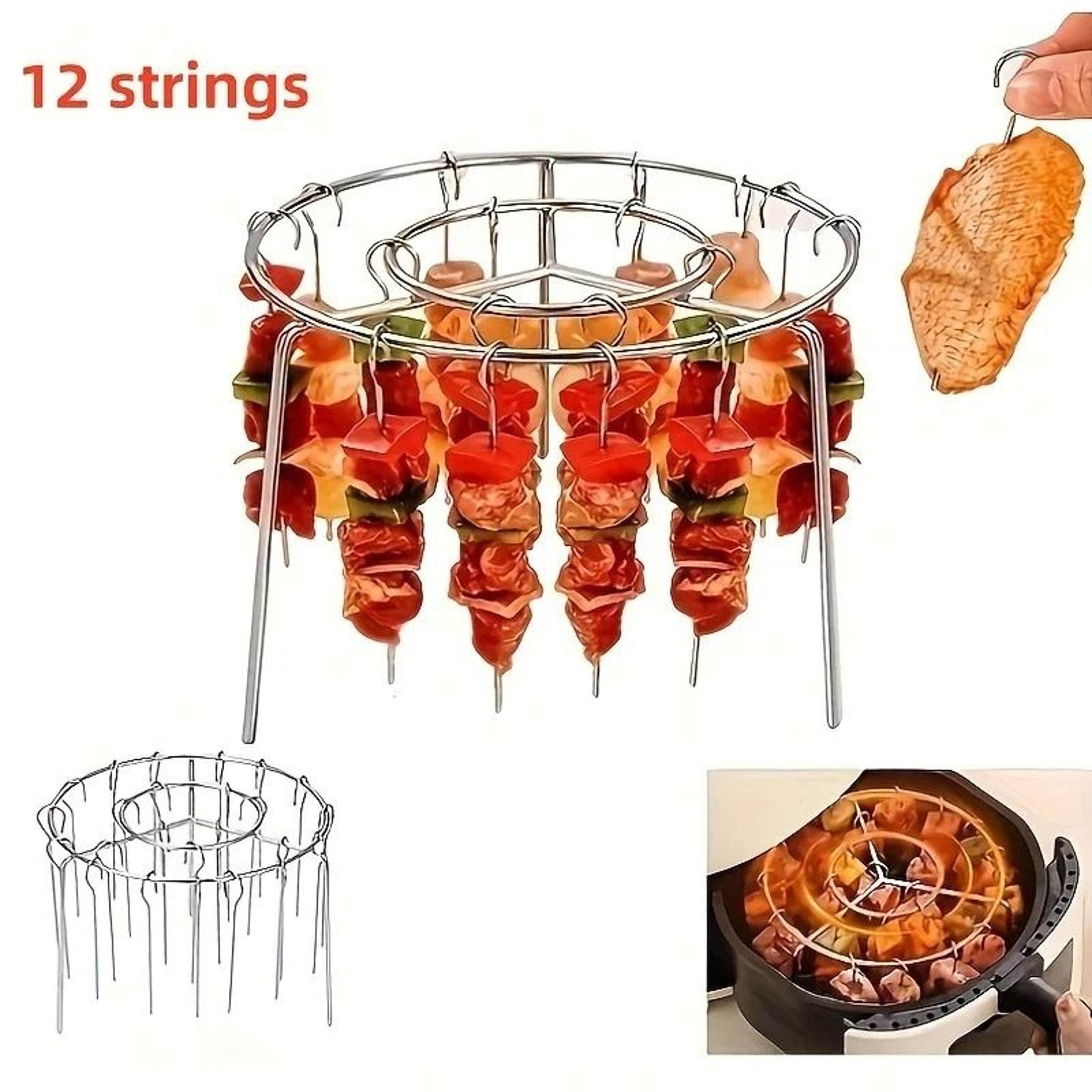 vertical air fryer skewer rack for evenly cooked chicken pieces