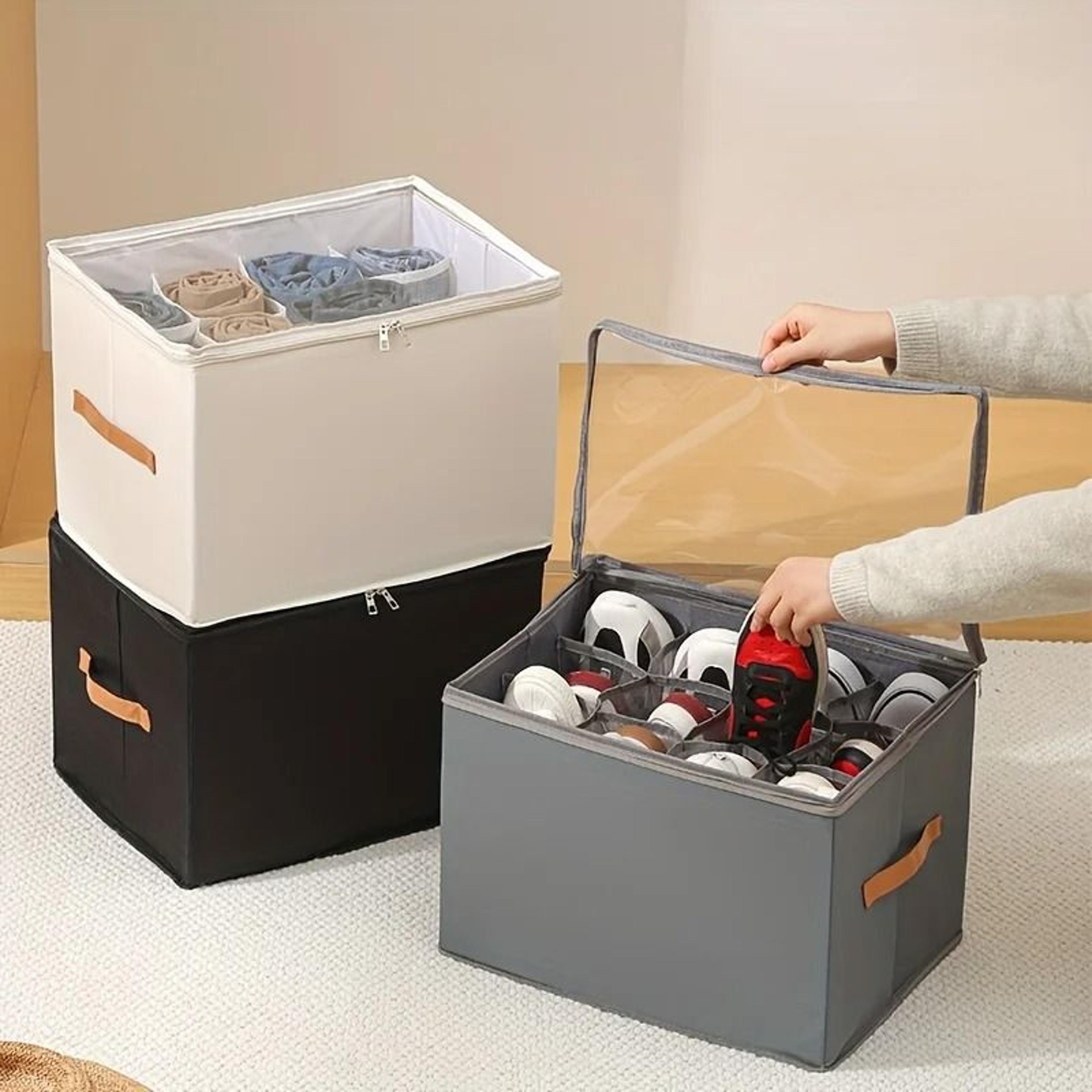 foldable oxford storage box with clear lid for organized closets