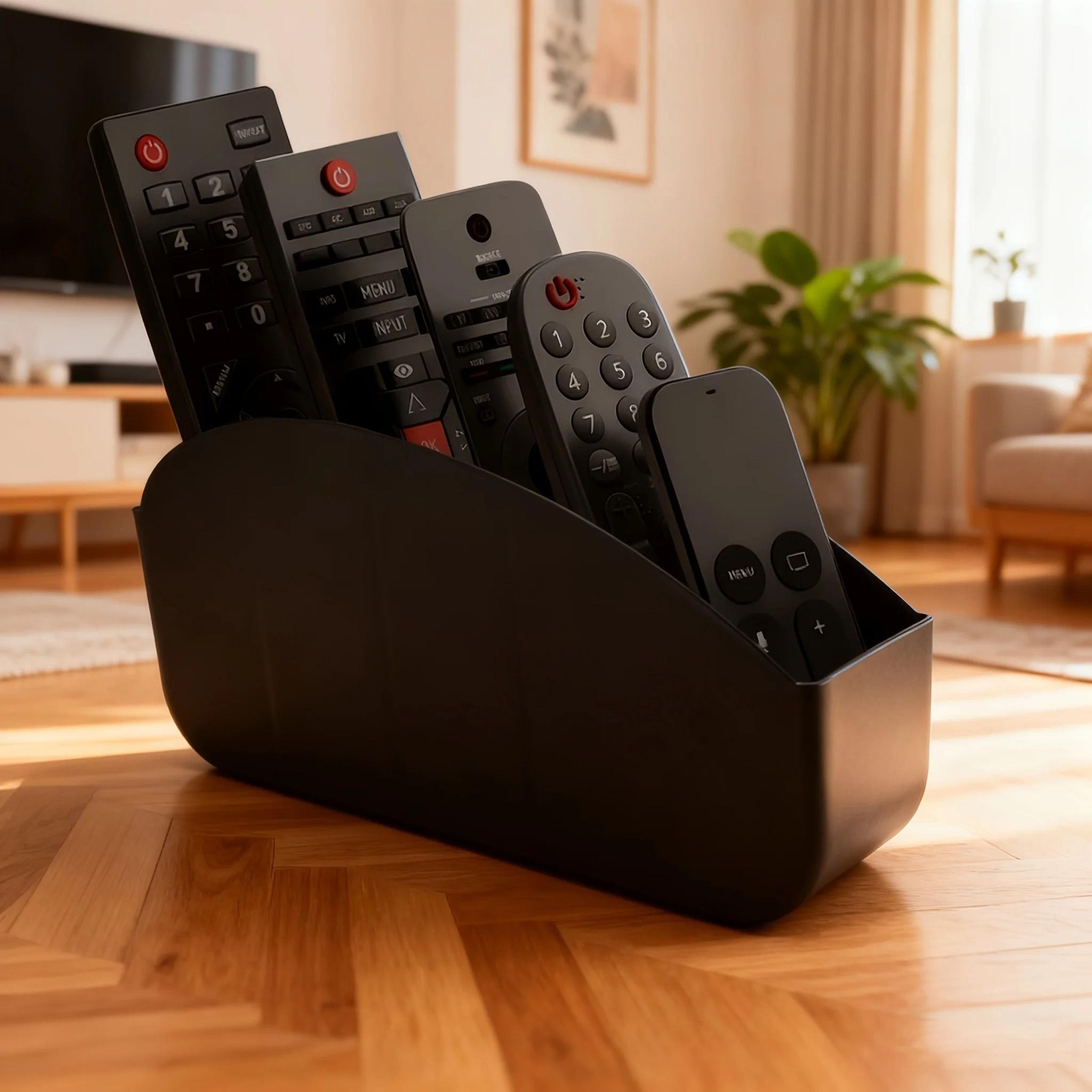 five compartment remote control holder for neater tables and desks