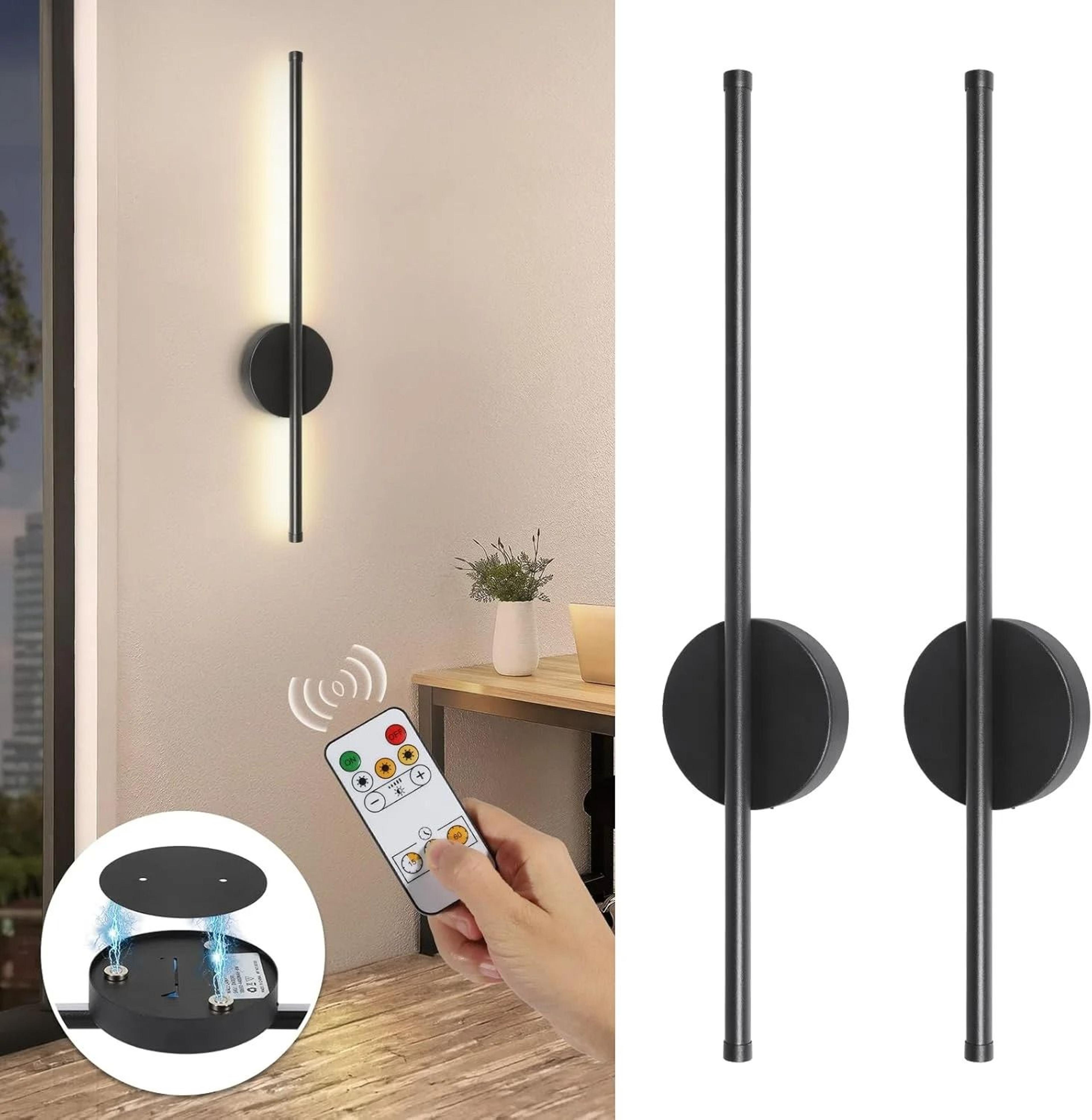 black rechargeable wall sconce pair with remote dimmable cordless lighting