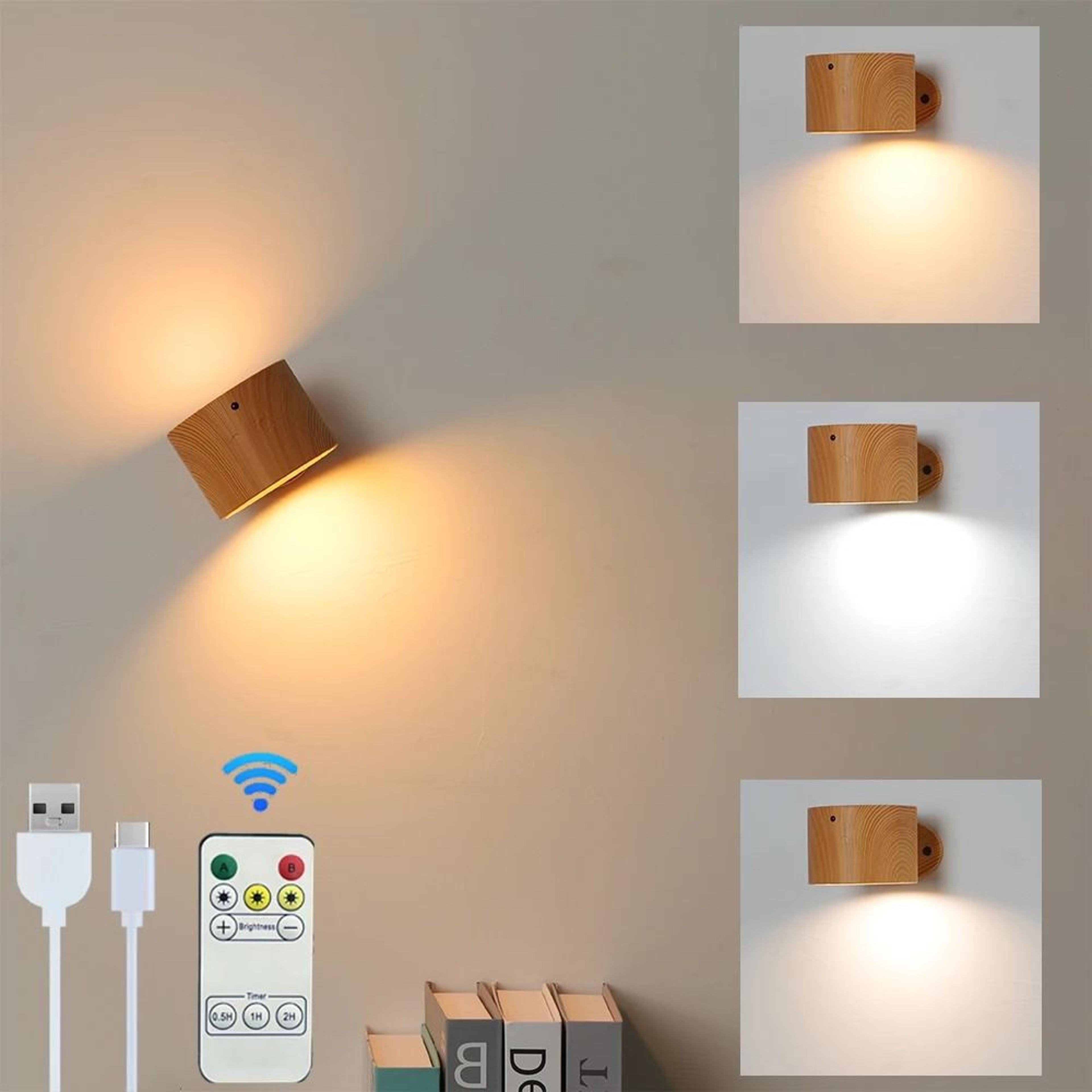 double head rechargeable led wall lamp with remote and touch control